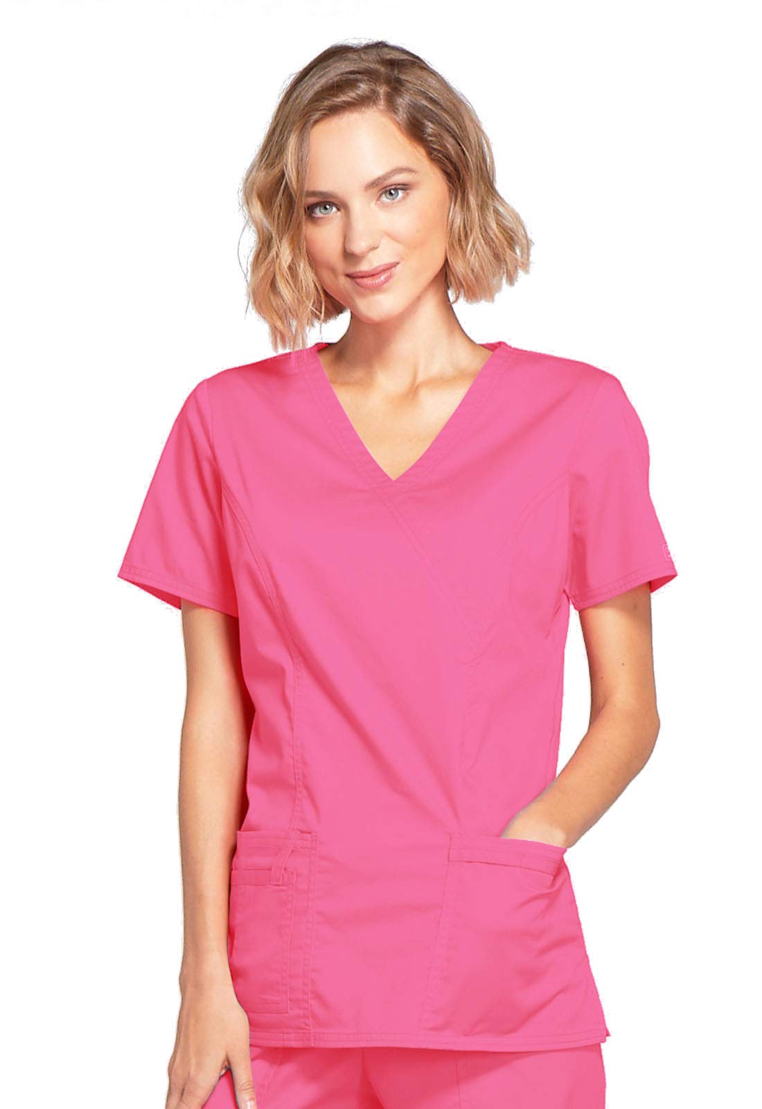 Cherokee Women's Workwear Scrubs Core Stretch Mock-Wrap Top (XX-Small), Wine (Copy)