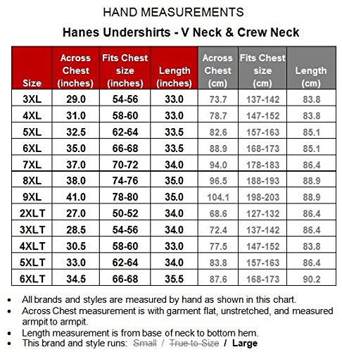 Hanes Tall Men's Undershirts V-Neck 3-Pack White 6XLT #1202V