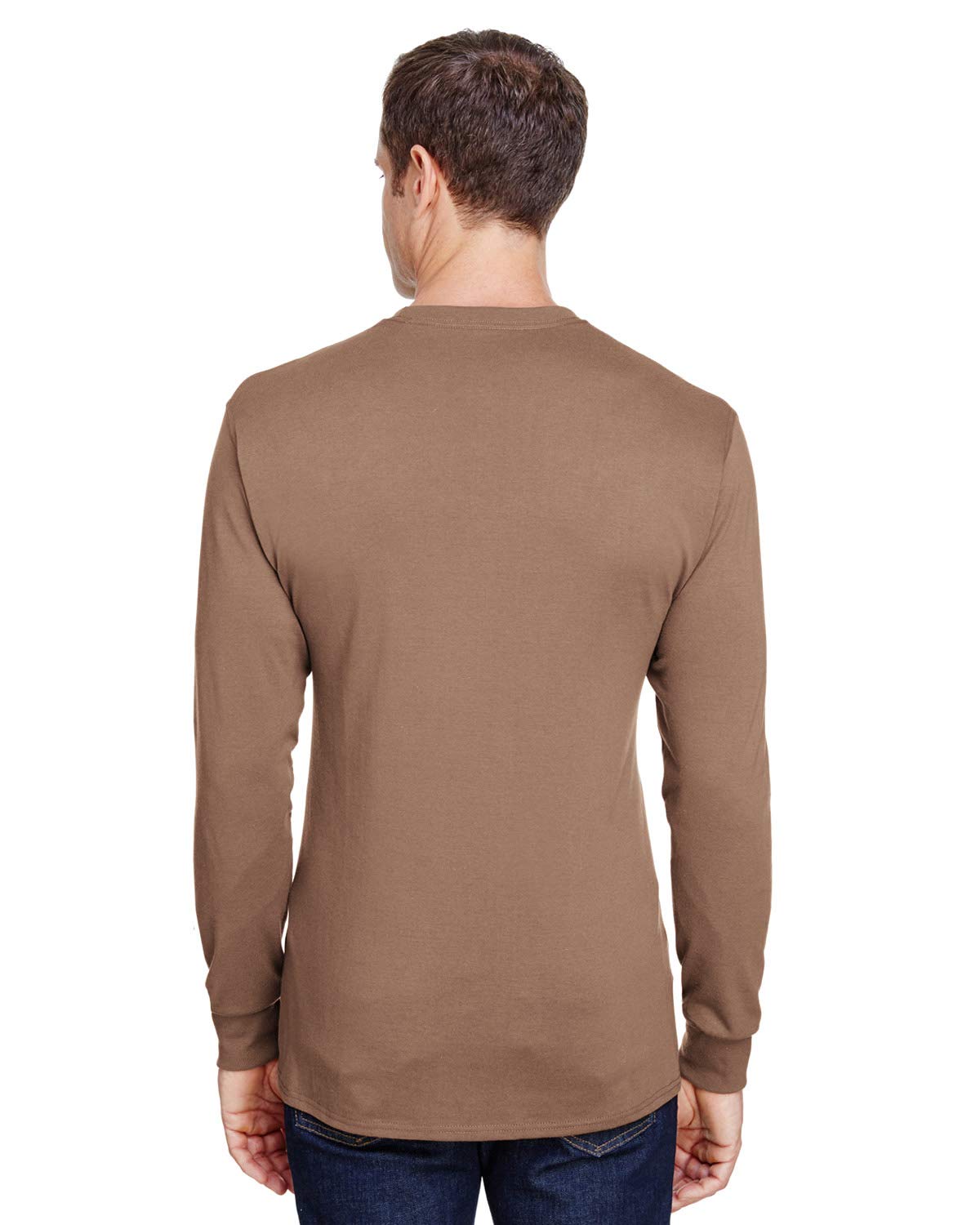 Hanes Adult Workwear Long-Sleeve Pocket T-Shirt 4XL ARMY BROWN