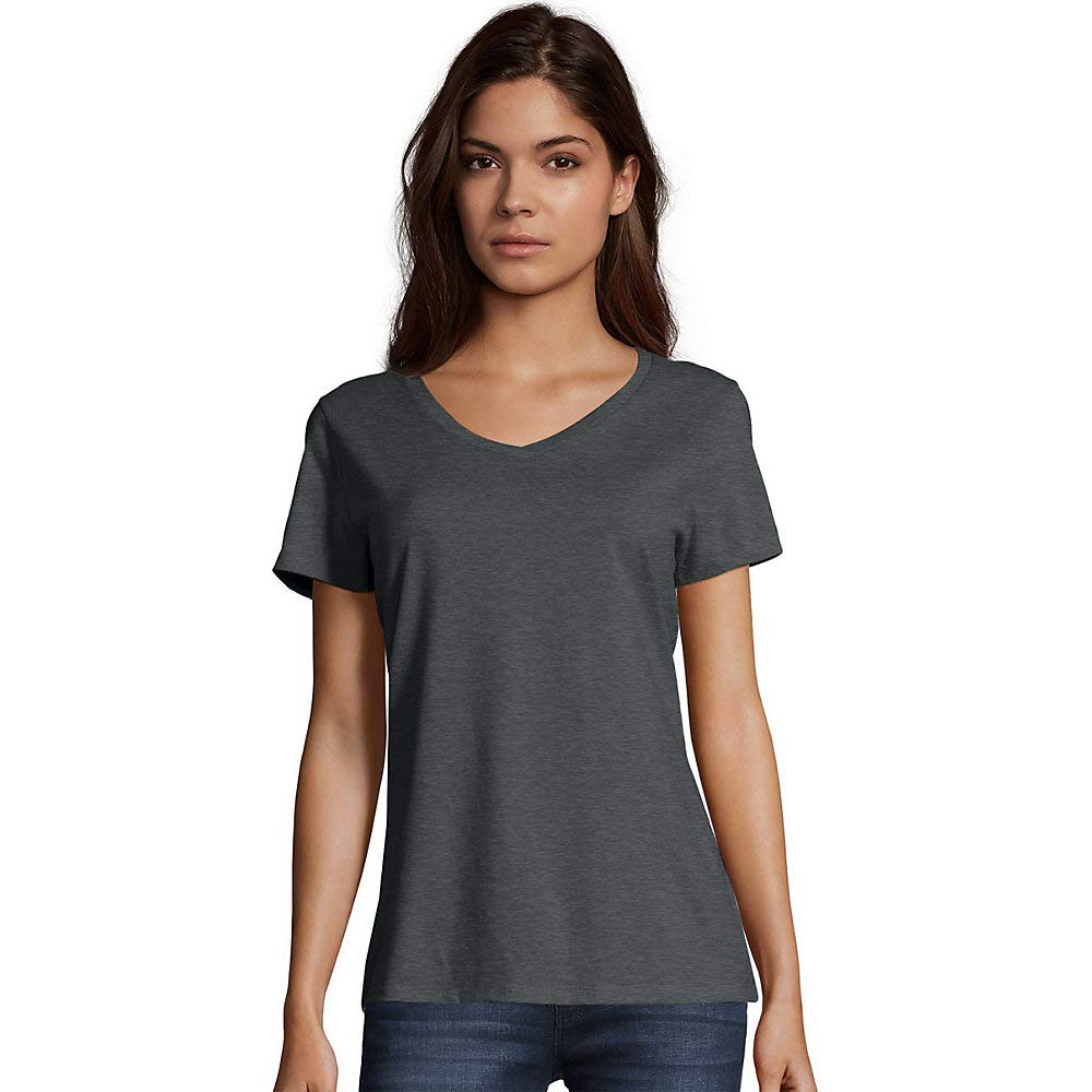 Hanes Women's Nano-T V-Neck T-Shirt, Navy, XX-Large