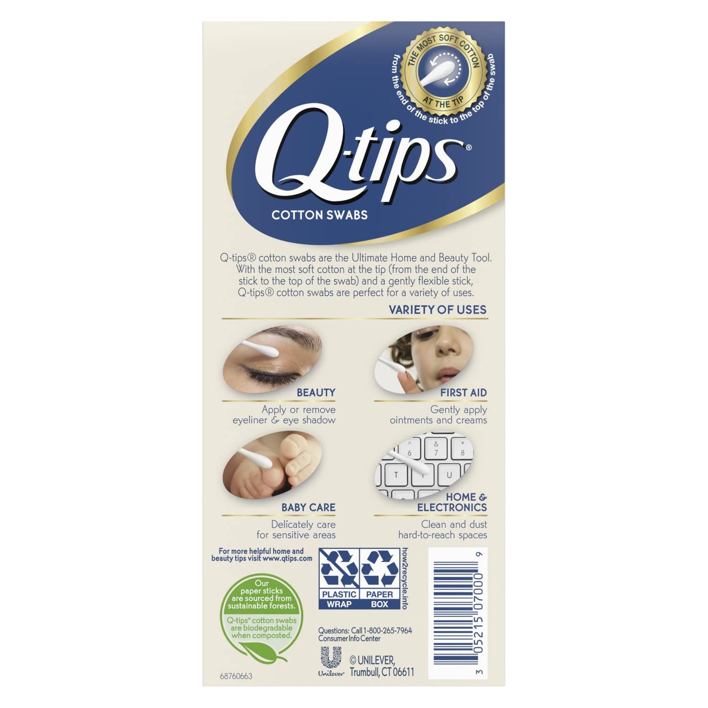 Q-tips Cotton Swabs 170 Count 5-Pack - Original Cotton Swabs with Soft Tips, Makeup Tools, Beauty, Personal Care & Household Essentials