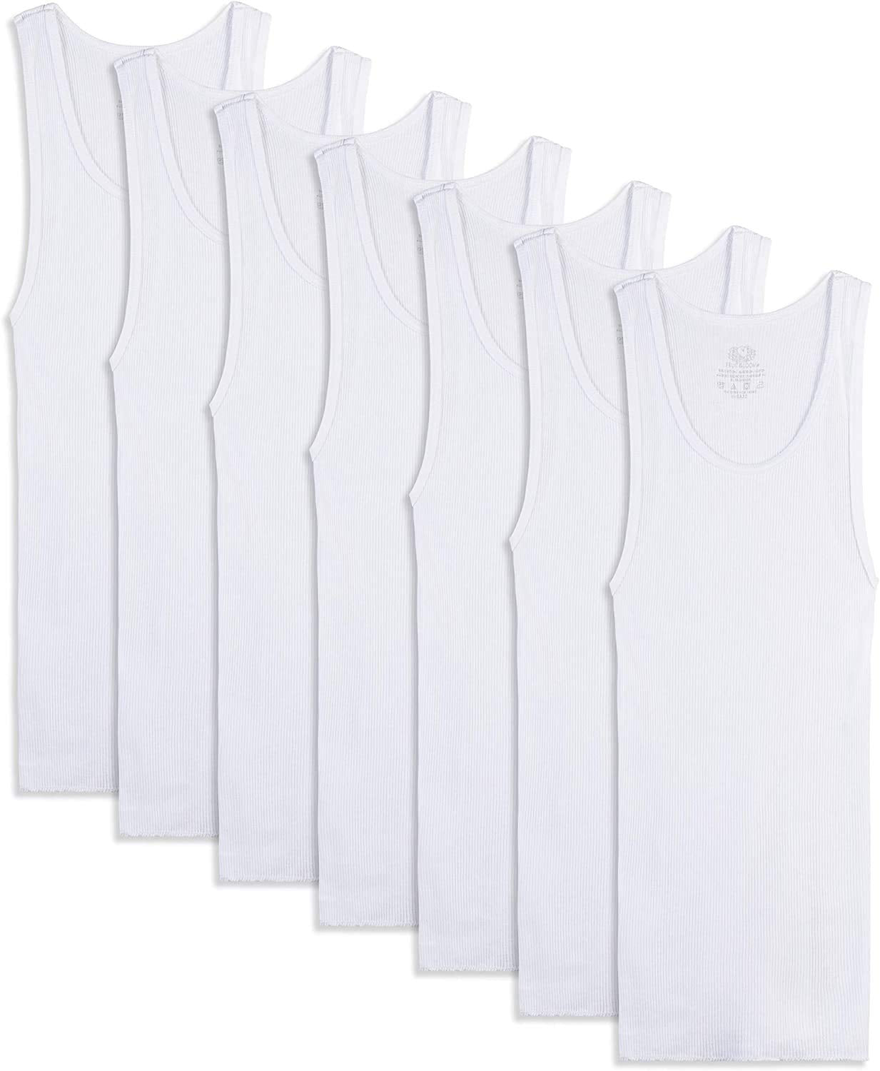Fruit of the Loom Boys 8-Pack White 100% Cotton A-Shirts (Medium (Height 53-58))