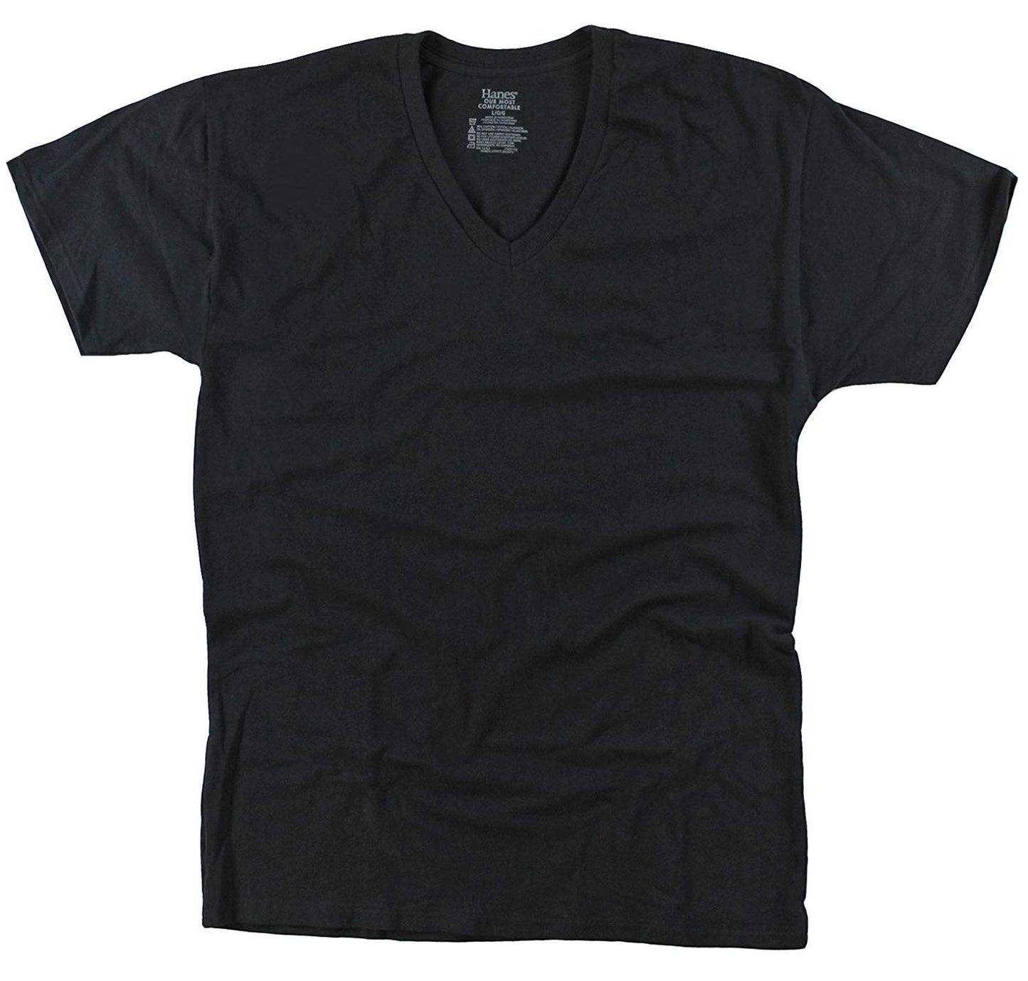 Hanes Mens Premium Stretch V-Neck Undershirt - Black - 6 Pack (Medium)