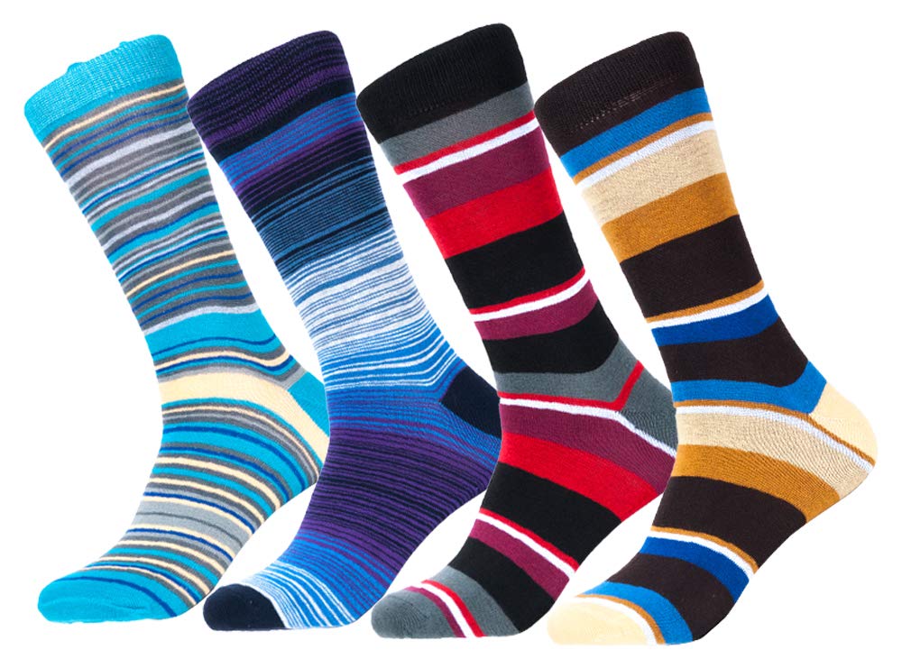 Melvado Mens Crew Socks Cotton Rich Everyday Dress Socks Set (Black 4-Pack)