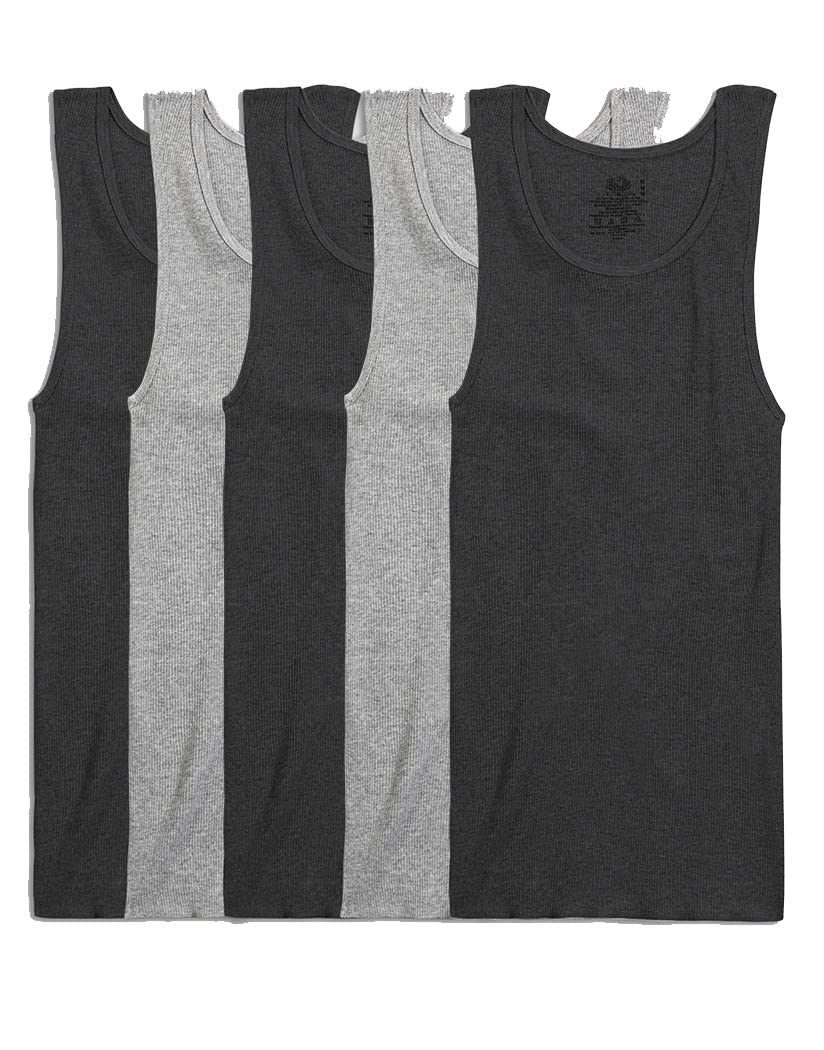 Men's 5 Pack A-Shirts - Black and Gray