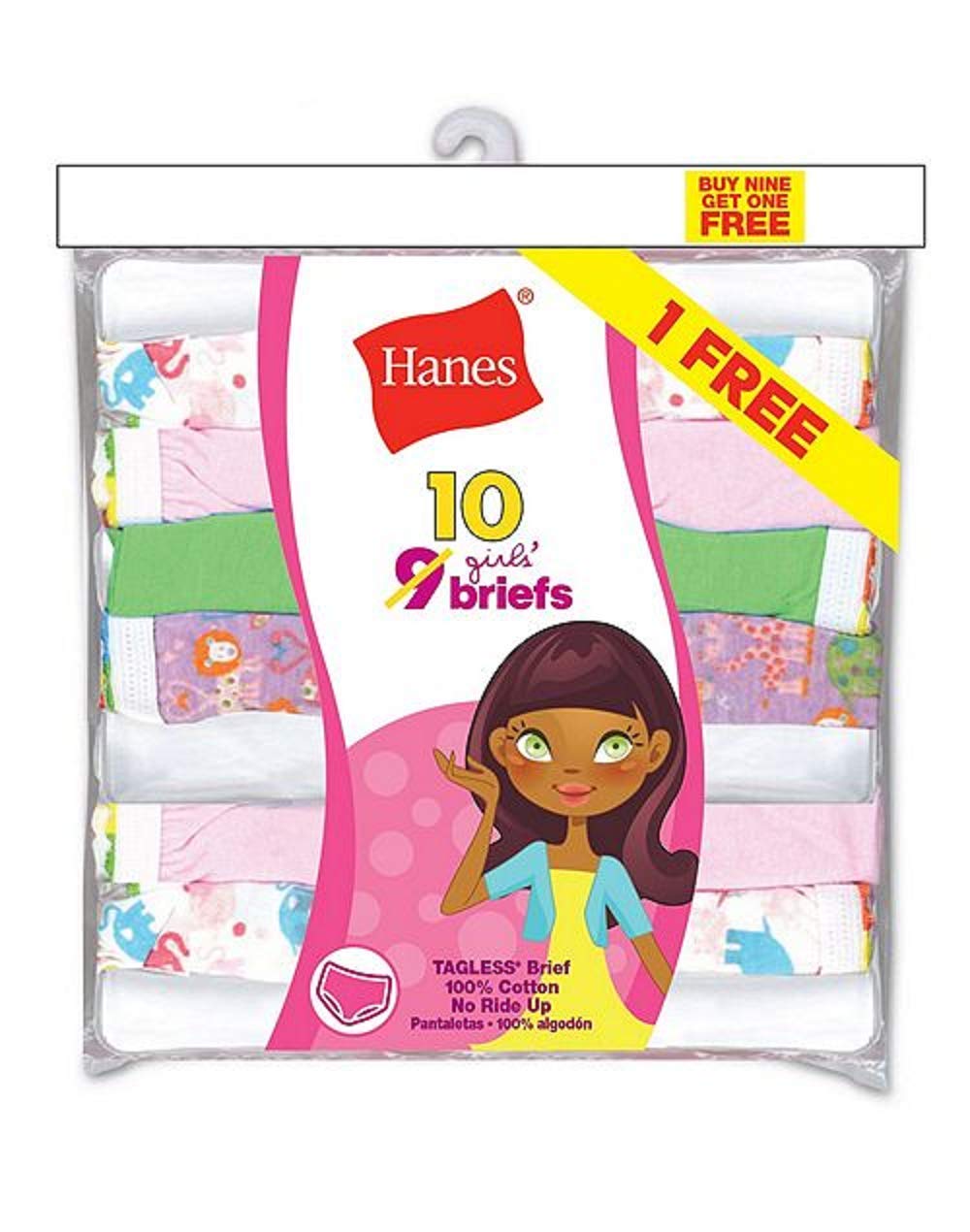 Hanes PA13BB Girls ComfortSoft Briefs - Assorted - 10