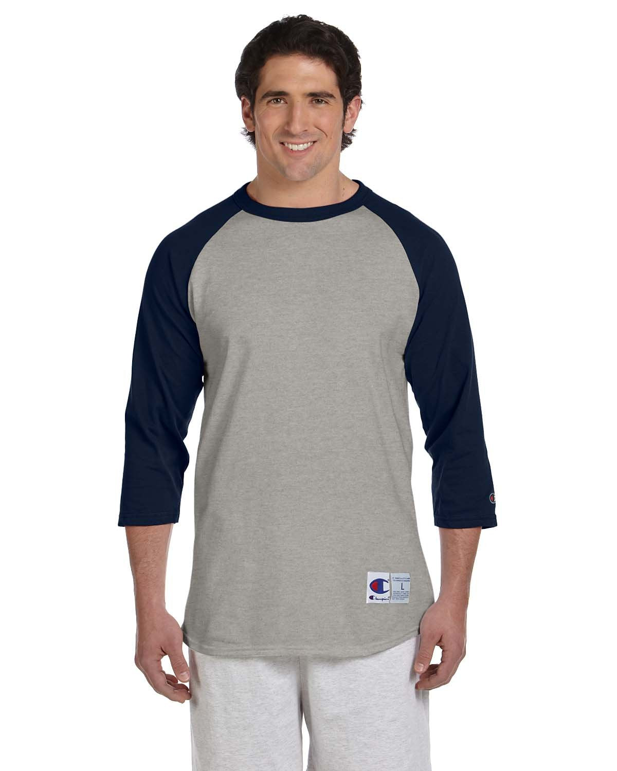 Champion Men's Raglan Baseball T-Shirt, White/C Gold, X-Large