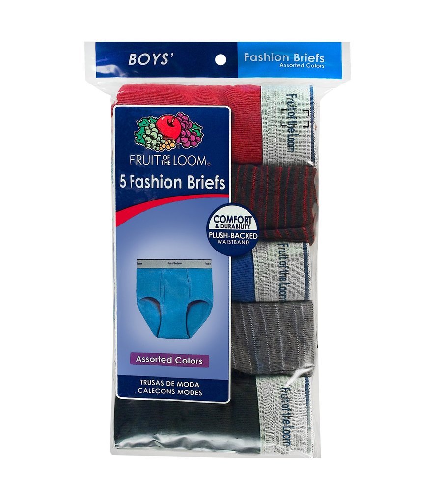 Fruit of the Loom Big Boys' Fashion Brief, Dungaree, Playa Blue, Slate Blue, Heather Gray, size Xlarge