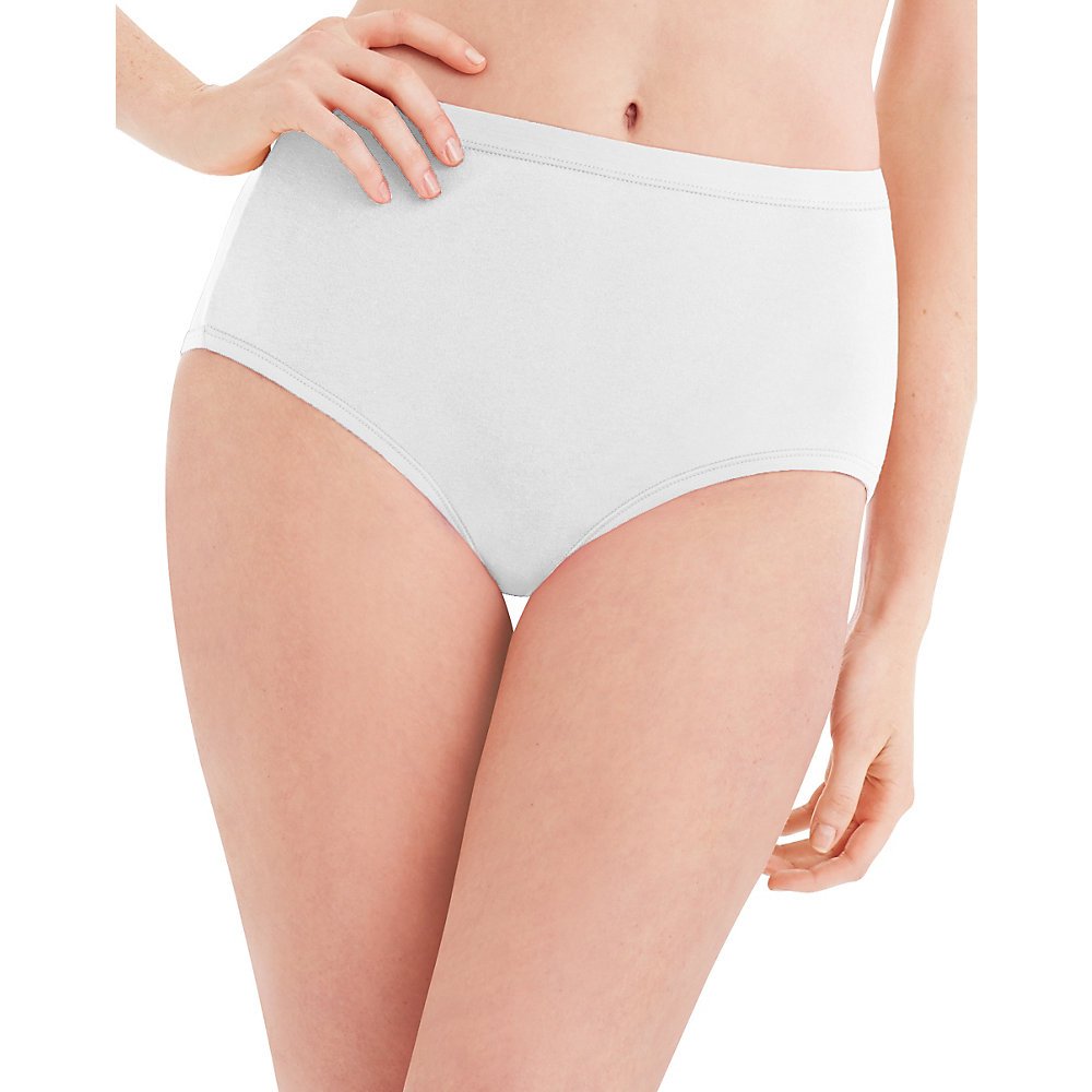 Hanes Women's No Ride Up Cotton Brief 6-pack, White, 5