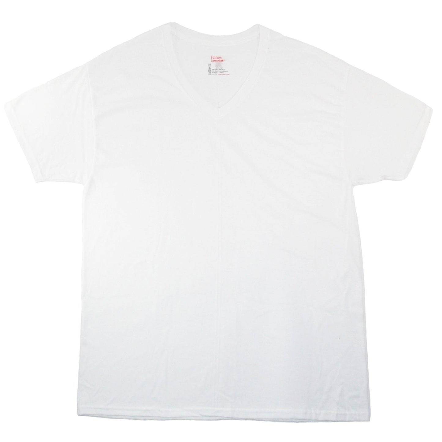 Hanes Mens Cotton ComfortSoft Tagless White V Neck Shirts (Pack of 6), XL, White