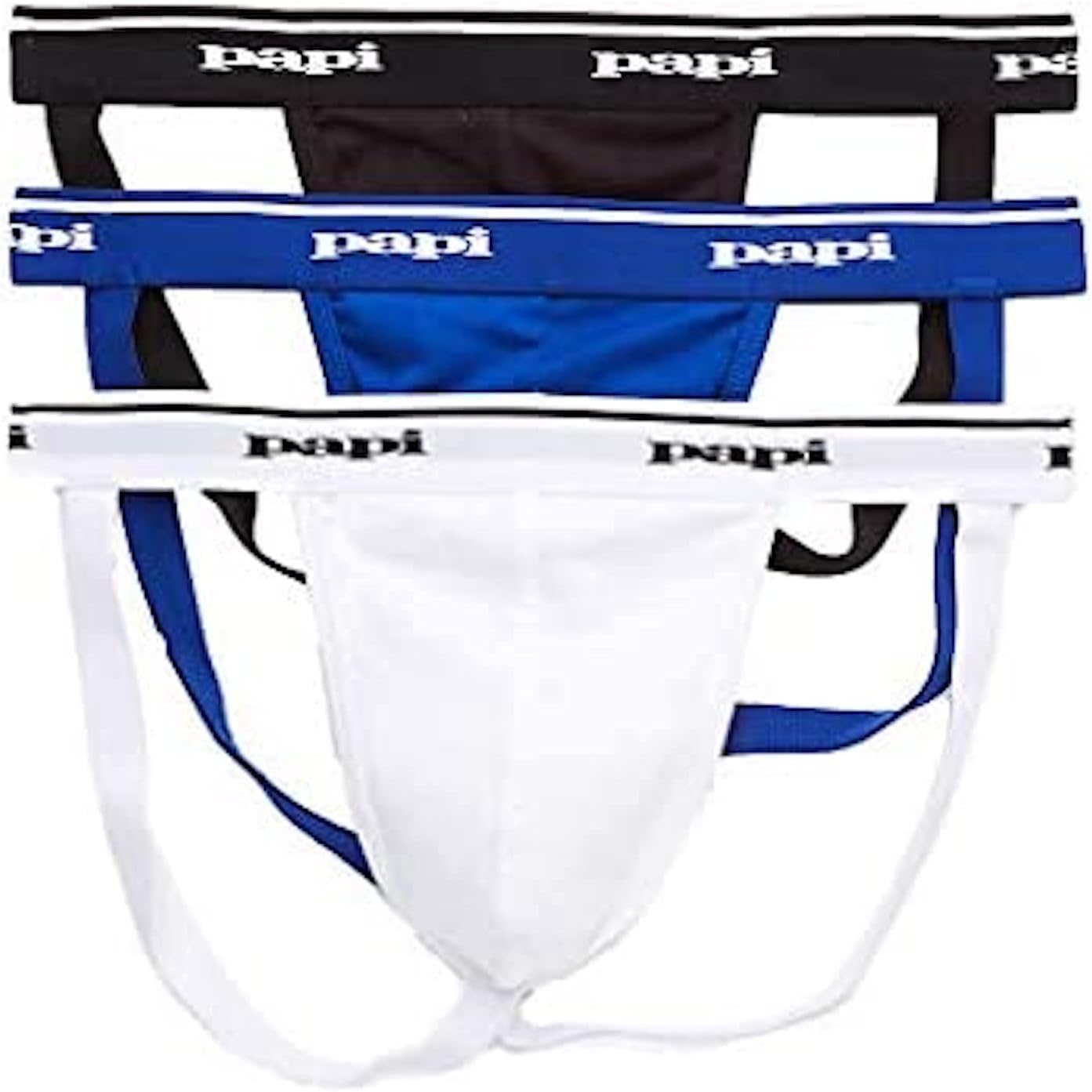 Papi Men's 3-Pack Jockstrap, Athletic Supporter, Breathable Male Workout Underwear