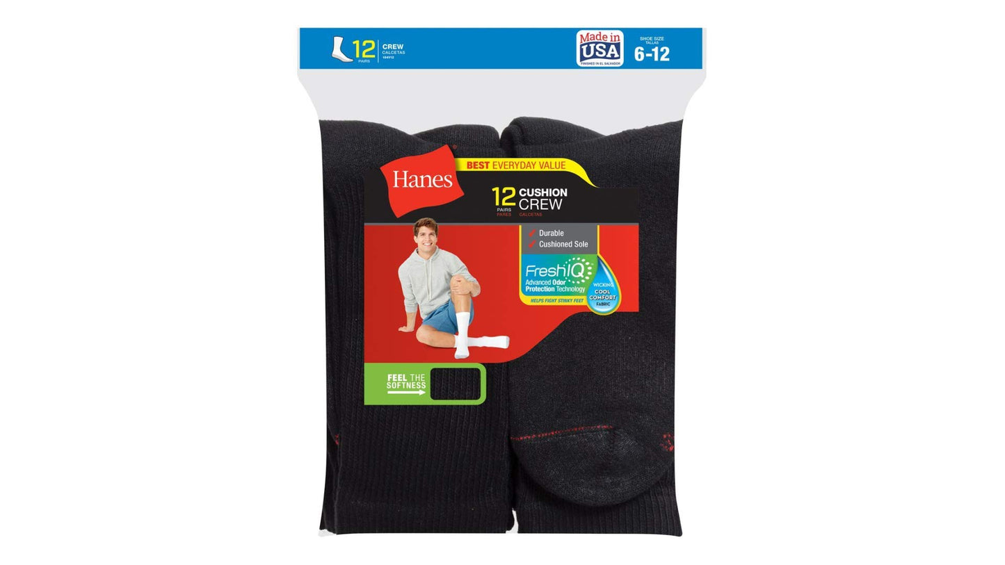 Crew Socks (184V12) Black, 10-13