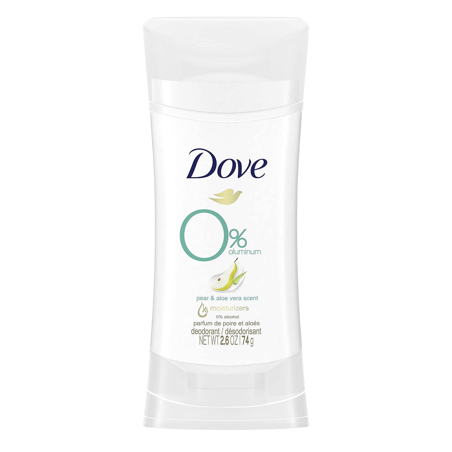 Dove Aluminum Free Deodorant Stick Non irritating for Underarm Care Pear Aloe Vera Kindest, Fresh, 2.6 Oz