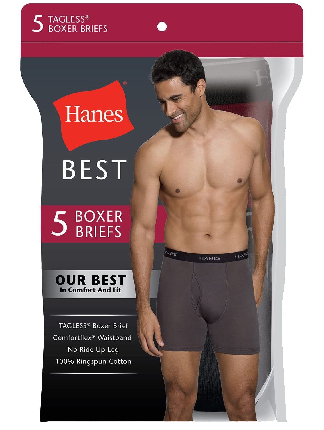 Hanes Men's 5-Pack Ultimate FreshIQ Boxer with ComfortFlex Waistband Brief (Small, White)