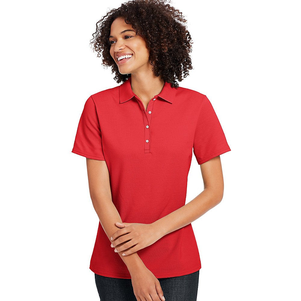 Hanes X-Temp Women's Pique Polo Shirt_Black_2XL