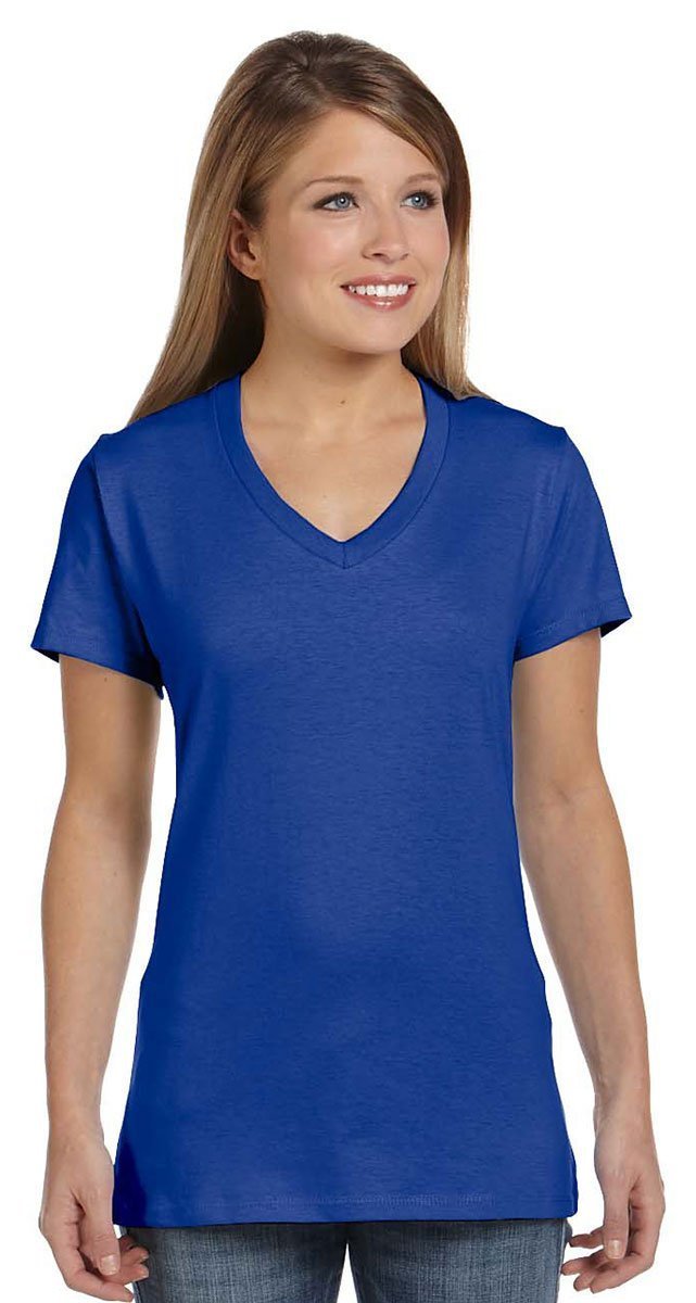 Hanes Women's Nano-T V-Neck T-Shirt, Navy, XX-Large