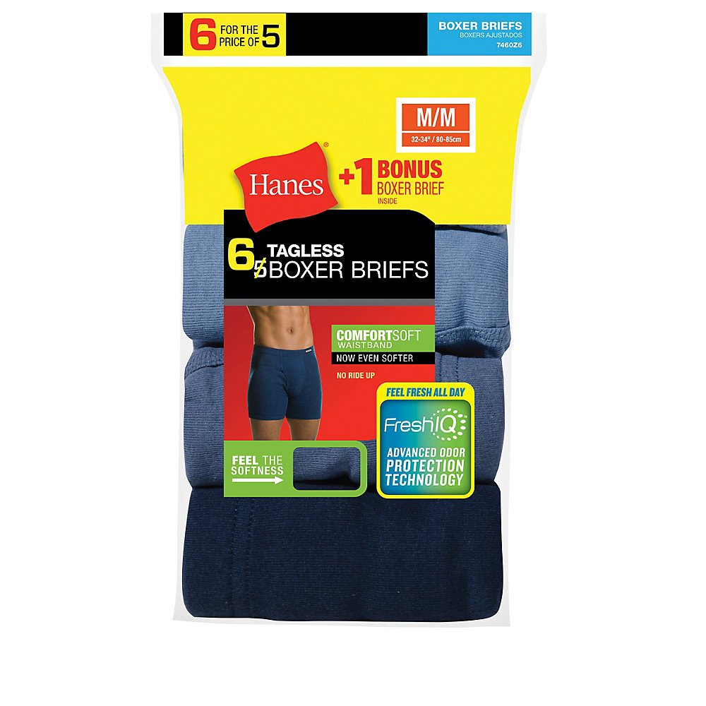 Hanes Men`s Tagless Boxer Briefs with ComfortSoft Waistband
