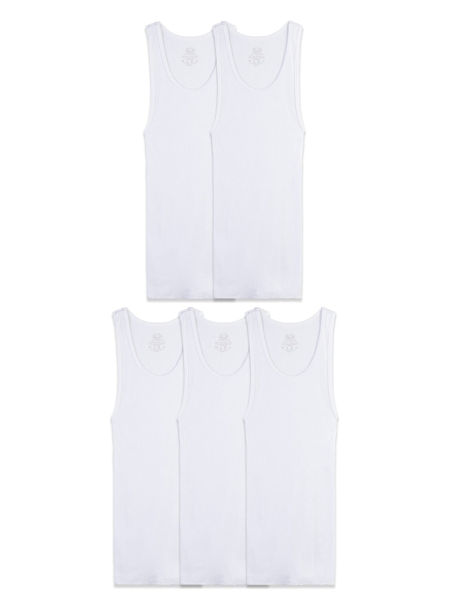 Fruit of the Loom boys Cotton Tank Top Undershirt (Multipack) Underwear, - 5 Pack White, X-Small US