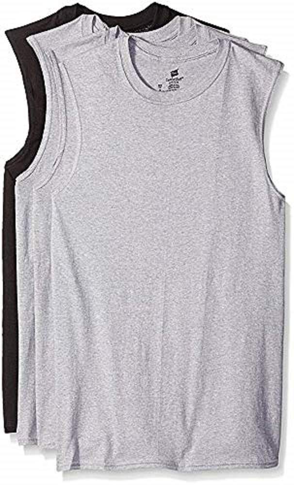 Hanes Men's Sport Styling Cotton Sleeveless T-Shirts w/Cool DRI 4-Pack (XX-Large (50-42"), Black)