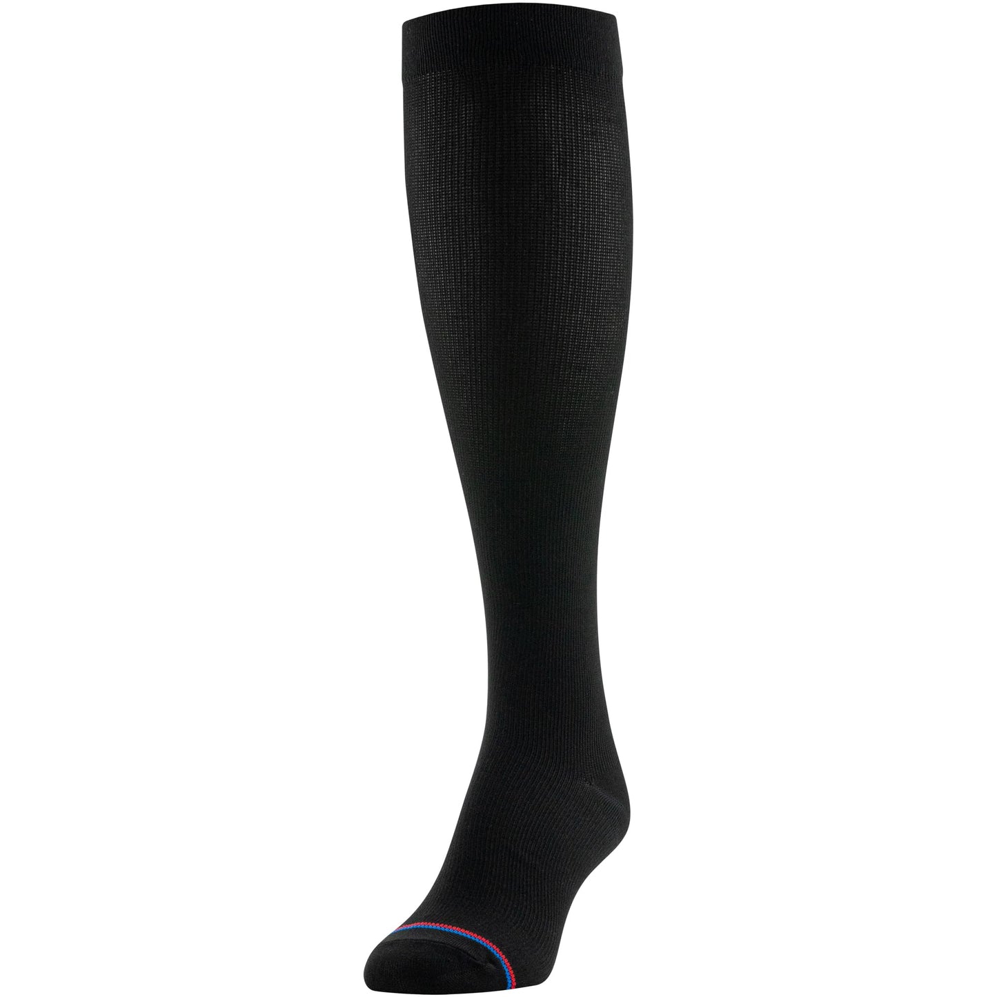PEDS Women's Over The Calf Socks with Compression Fit 2 Pairs, Black, W 10-13/M 9-12
