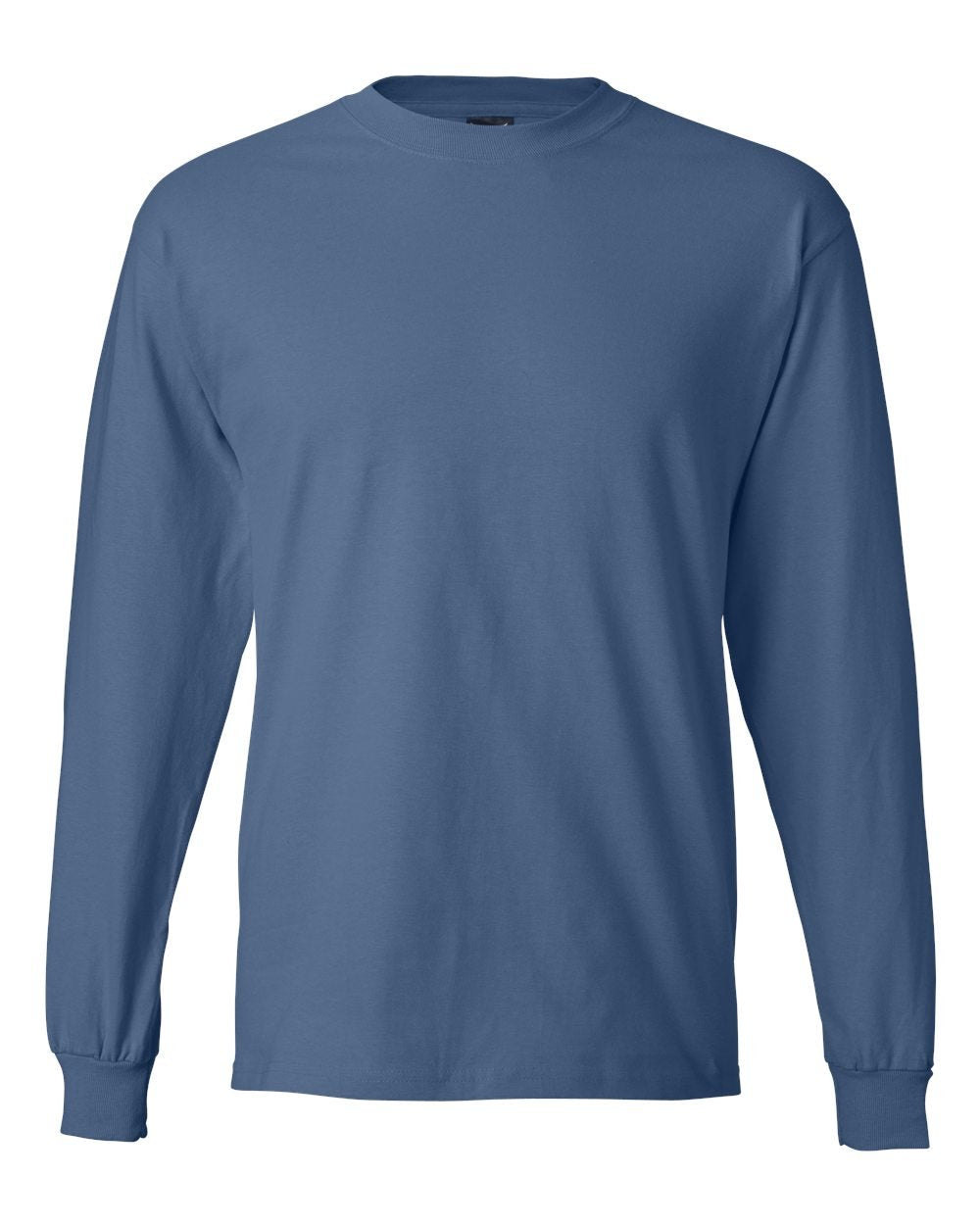 Hanes Long Sleeve Beefy-T T-Shirts (Large, Denim Blue)