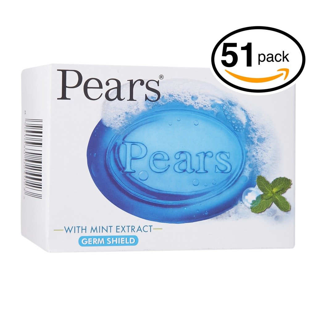 (PACK OF 51 BARS) Pears Transparent Soap SPEARMINT EXTRACT & MENTHOL. Cleansing with a cooling sensation! For Healthy Feeling Skin. Great for Hands, Face & Body! (51 Bars, 4.4oz Each Bar)