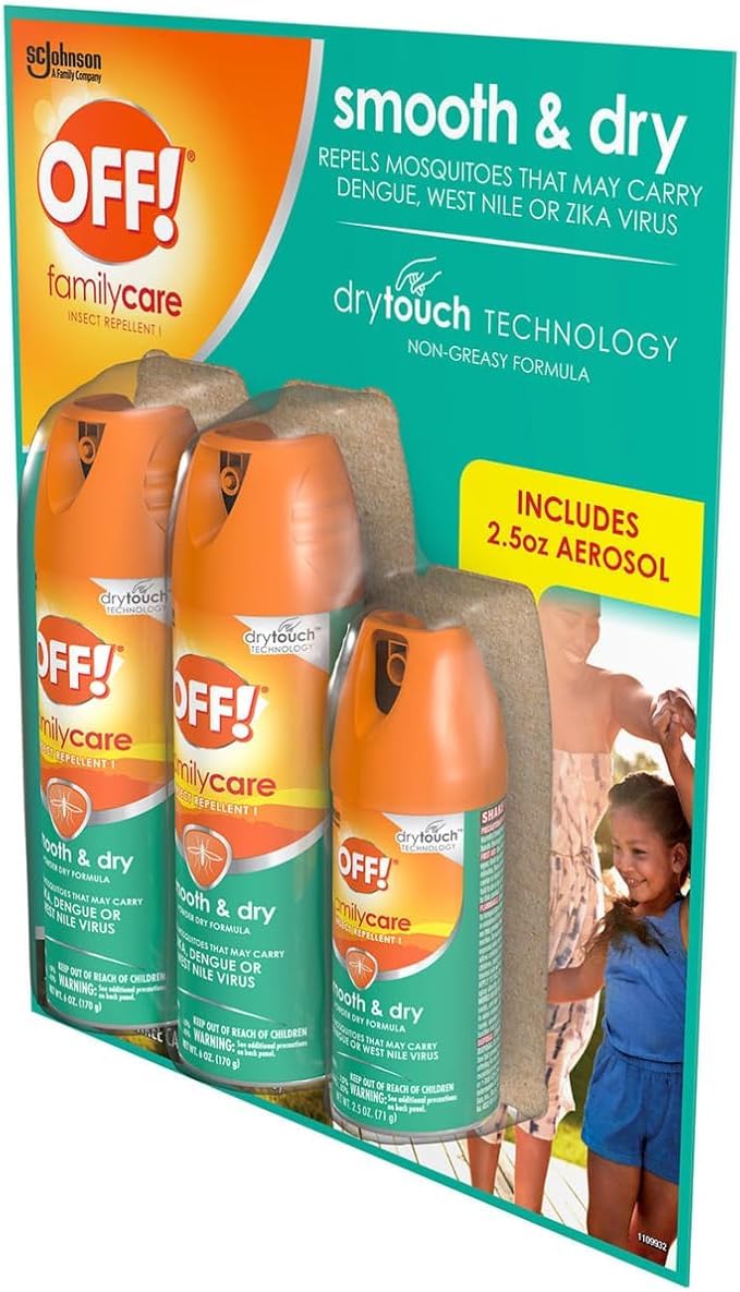 OFF! Family Care Insect Repellent, Smooth & Dry Travel Aerosol Sprays, 6 oz. + 2.5 oz.