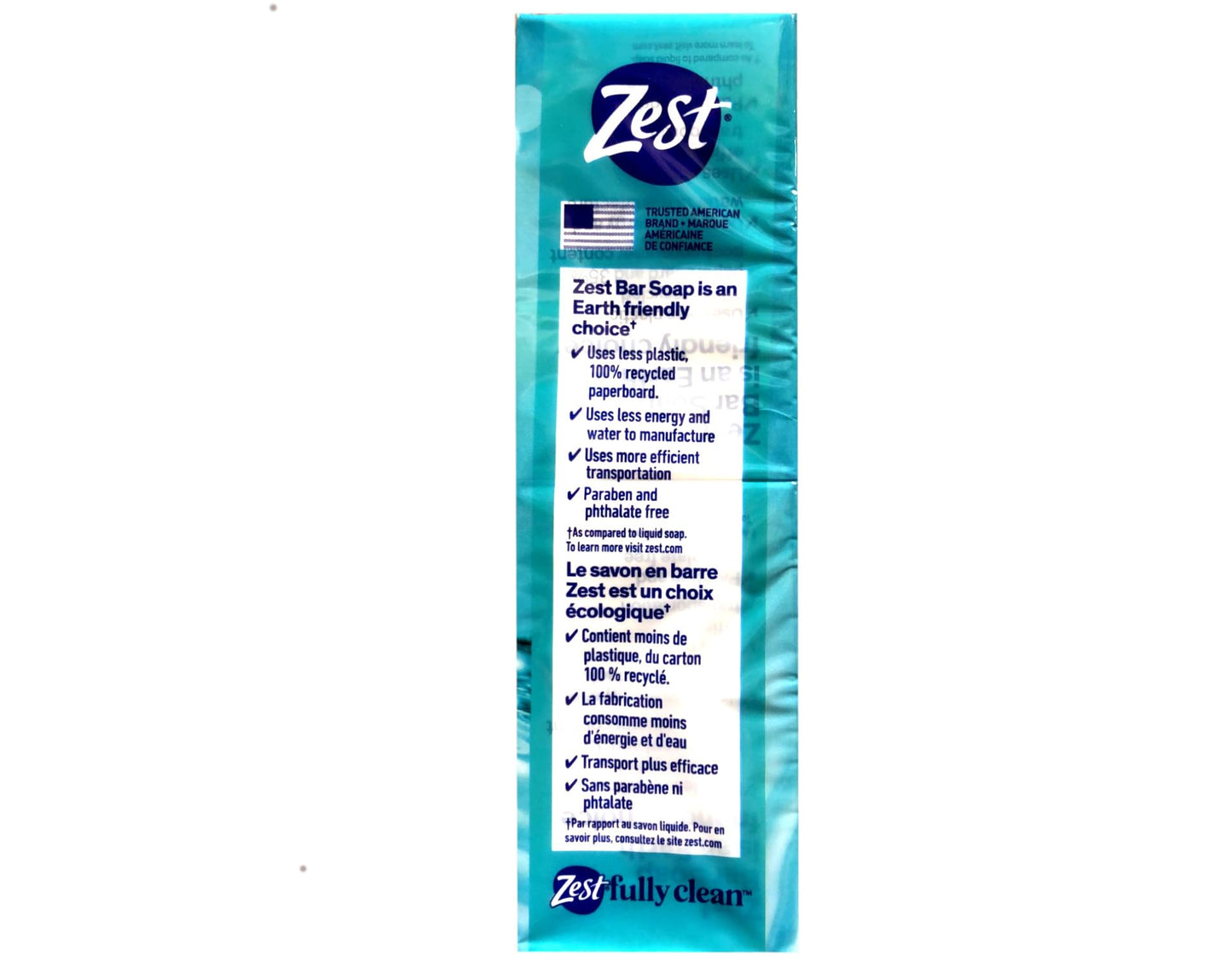 Zest Aqua Pure Cleansing Bar Soap 20% More Moisture 8 Count Pack of 2