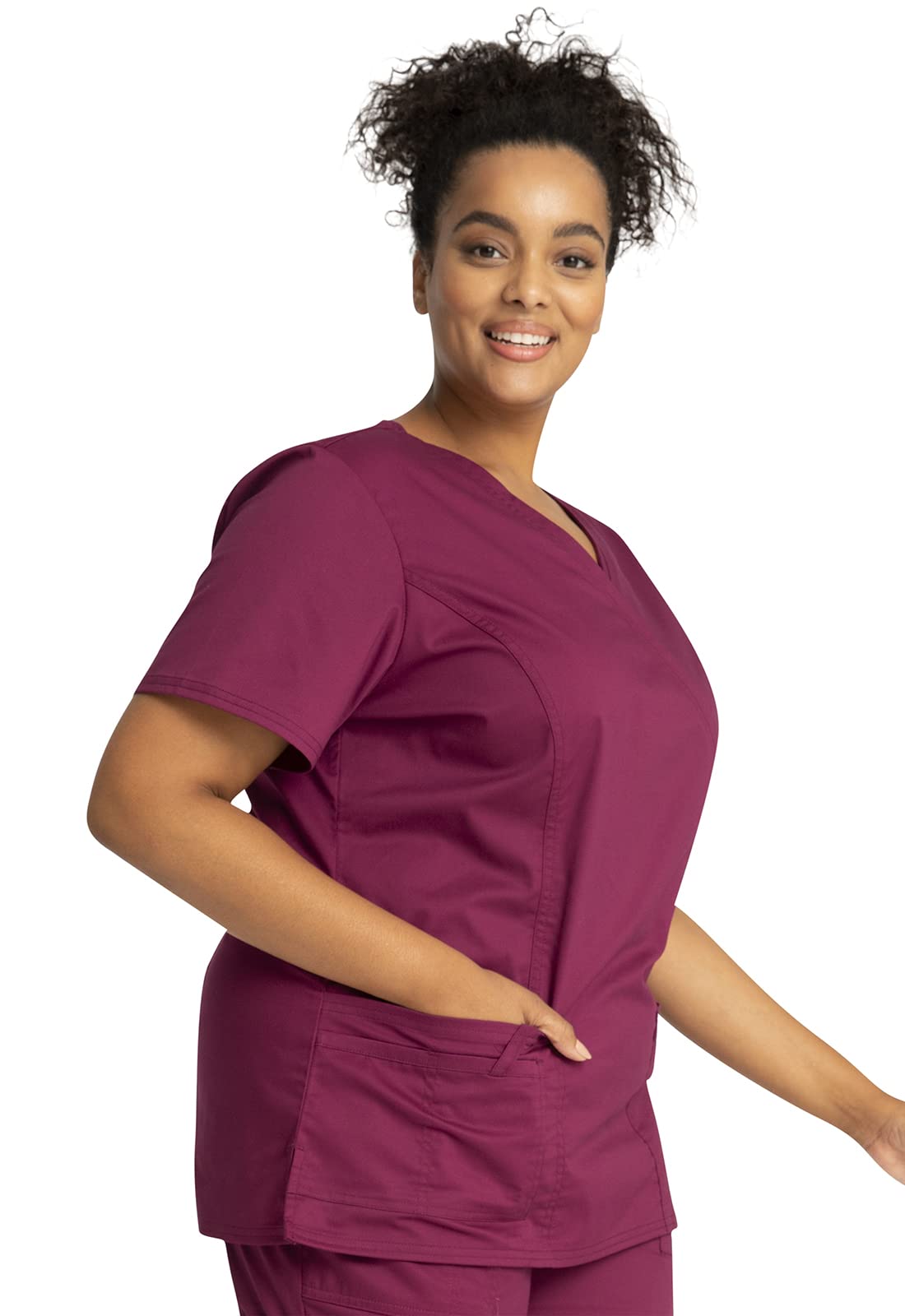 Cherokee Women's Workwear Scrubs Core Stretch Mock-Wrap Top (XX-Small), Wine (Copy)