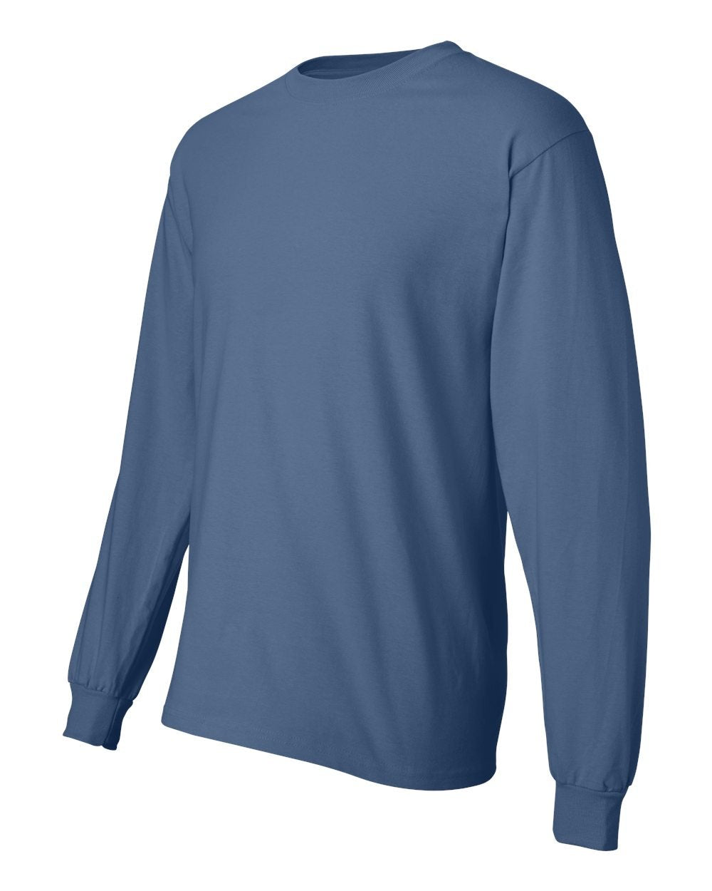 Hanes Long Sleeve Beefy-T T-Shirts (Large, Denim Blue)
