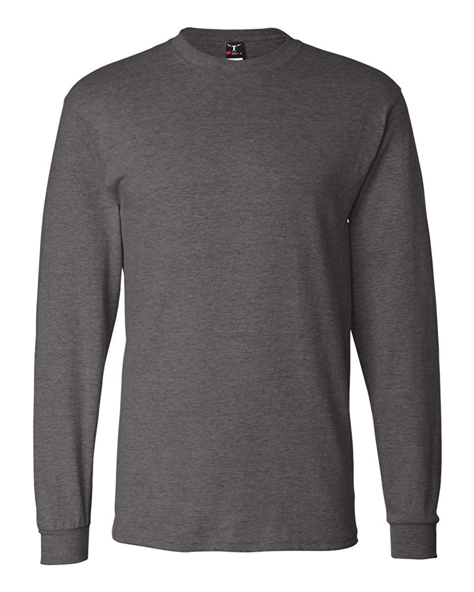 Hanes Long Sleeve Beefy-T T-Shirts (Medium, White)
