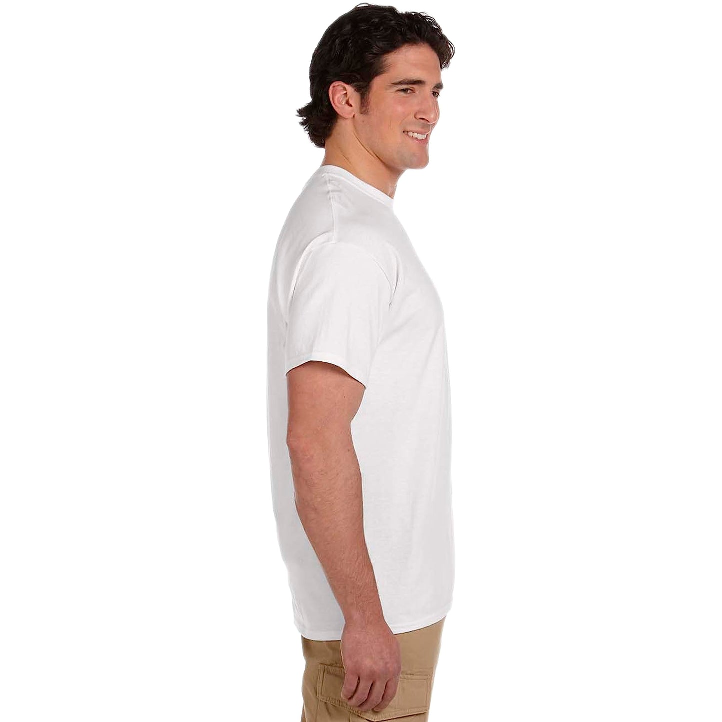 Fruit of the Loom Men's Lightweight Cotton Tees (Short & Long Sleeve), Crew-4 Pack-White, X-Large