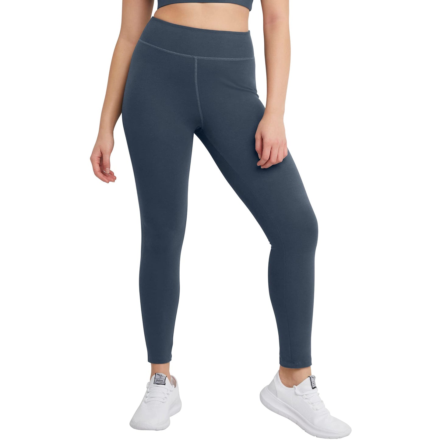 Hanes Comfortblend Originals Stretch Jersey, High-Rise Leggings for Women, 27", Trekking Grey, 2X Large