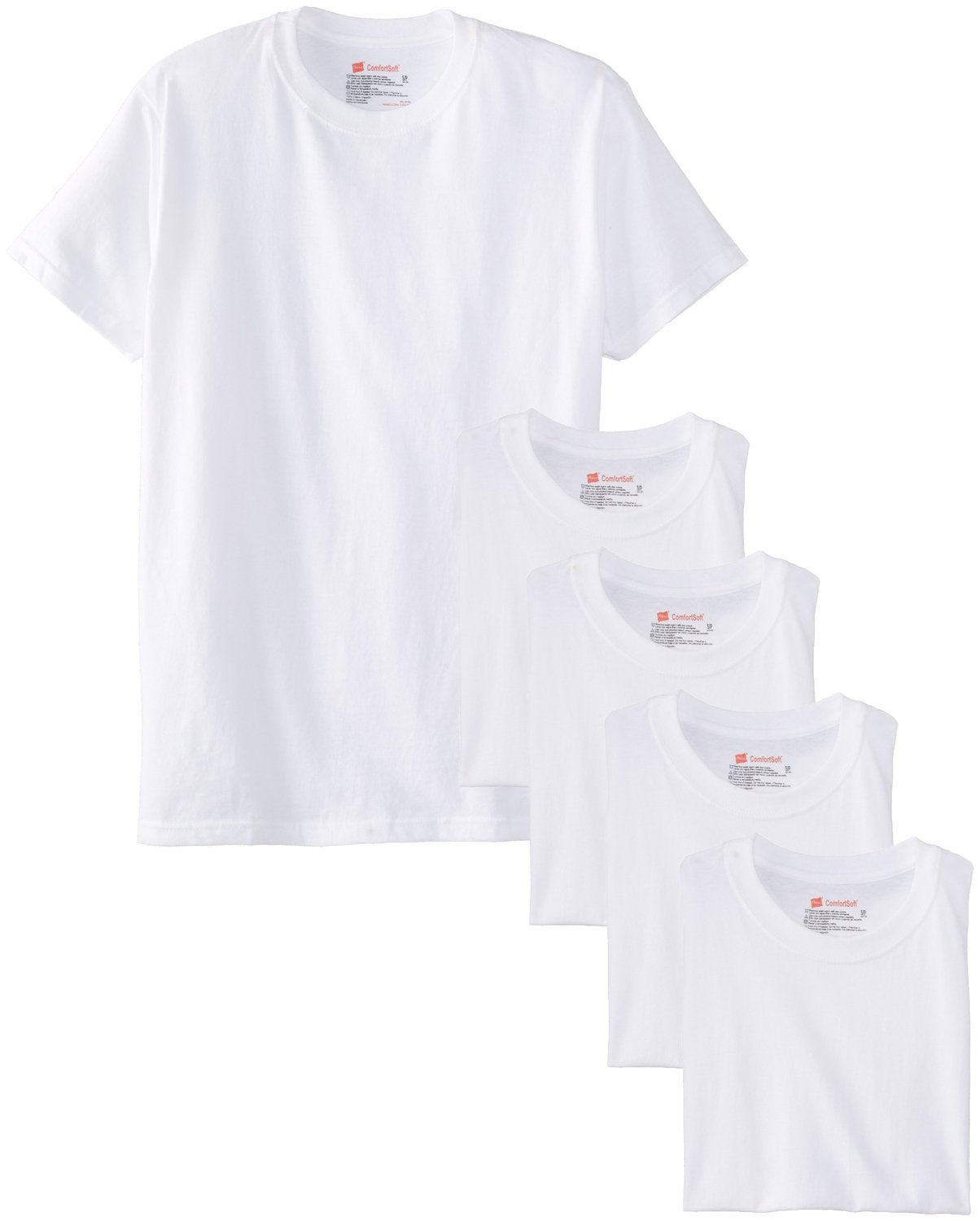 Hanes Men's Tagless ComfortSoft Crewneck T-Shirt (Pack of 5) (XXXXX-Large, White)