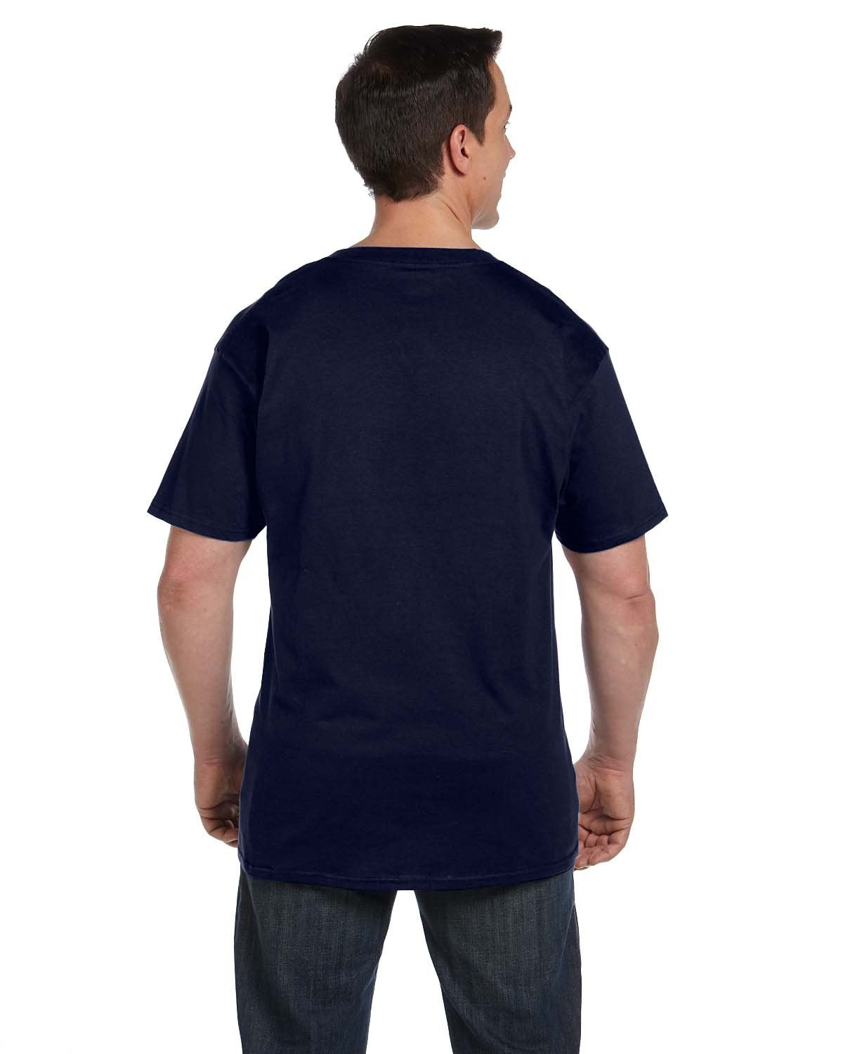 Men's 6.1 oz Hanes BEEFY-T T-Shirt w/Pocket NAVY SIZE 3X