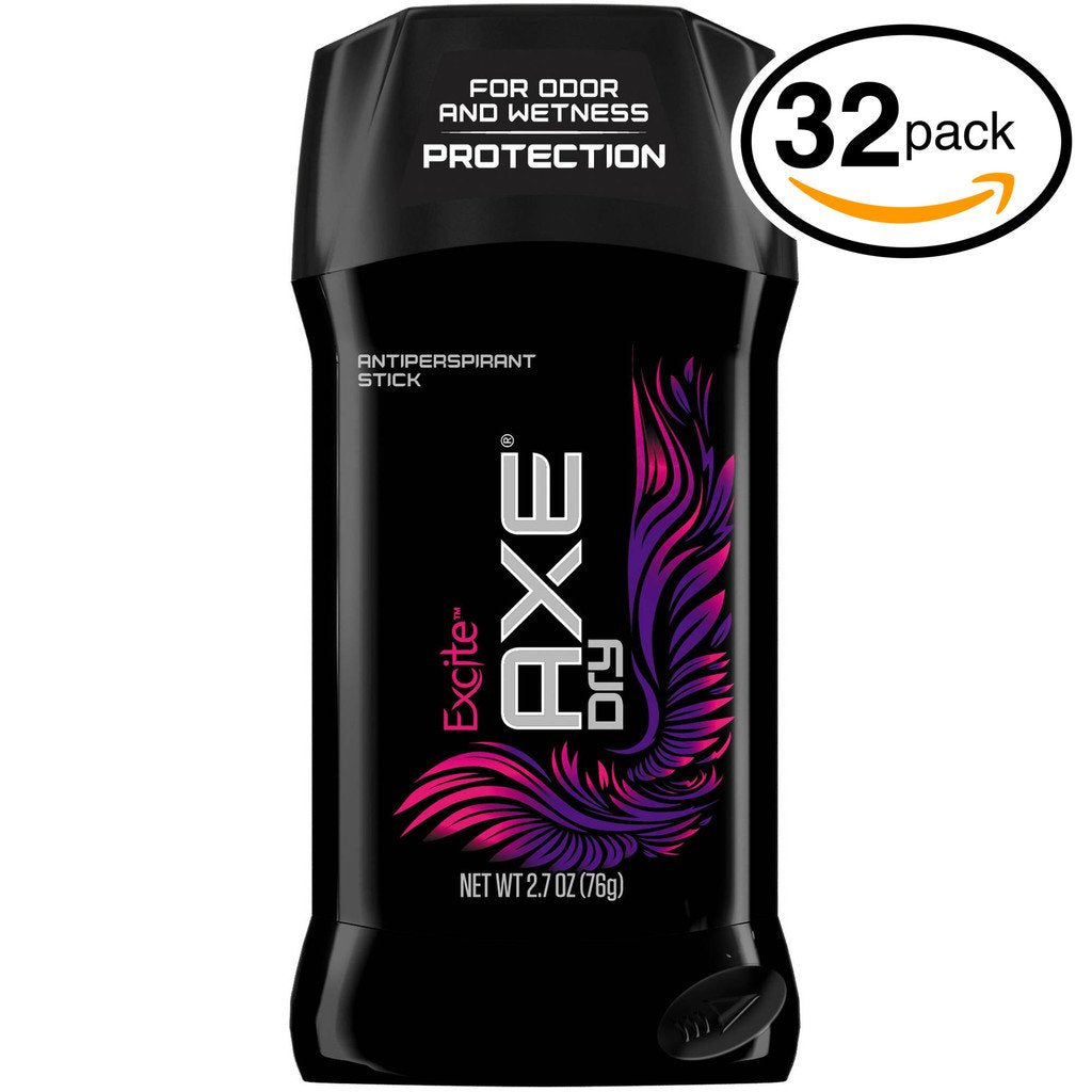 (PACK OF 32 STICKS) Axe EXCITE Dry Stick Antiperspirant & Deodorant. 48 HOUR ODOR PROTECTION! Energized & Fresh! (32 Sticks, 1.7oz each Stick)