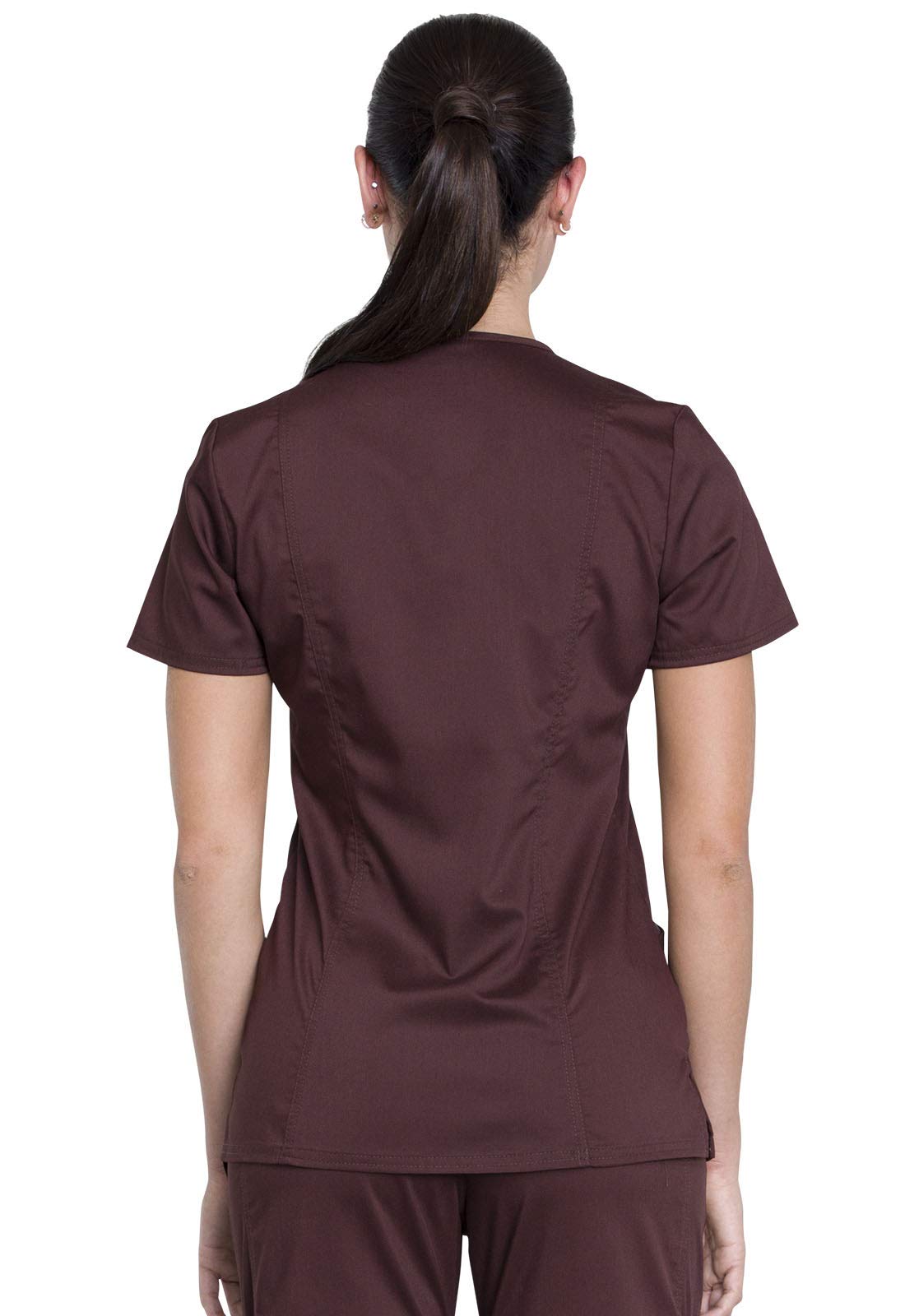 Cherokee Workwear Revolution Women's WW610 Mock Wrap Top-Espresso -Small