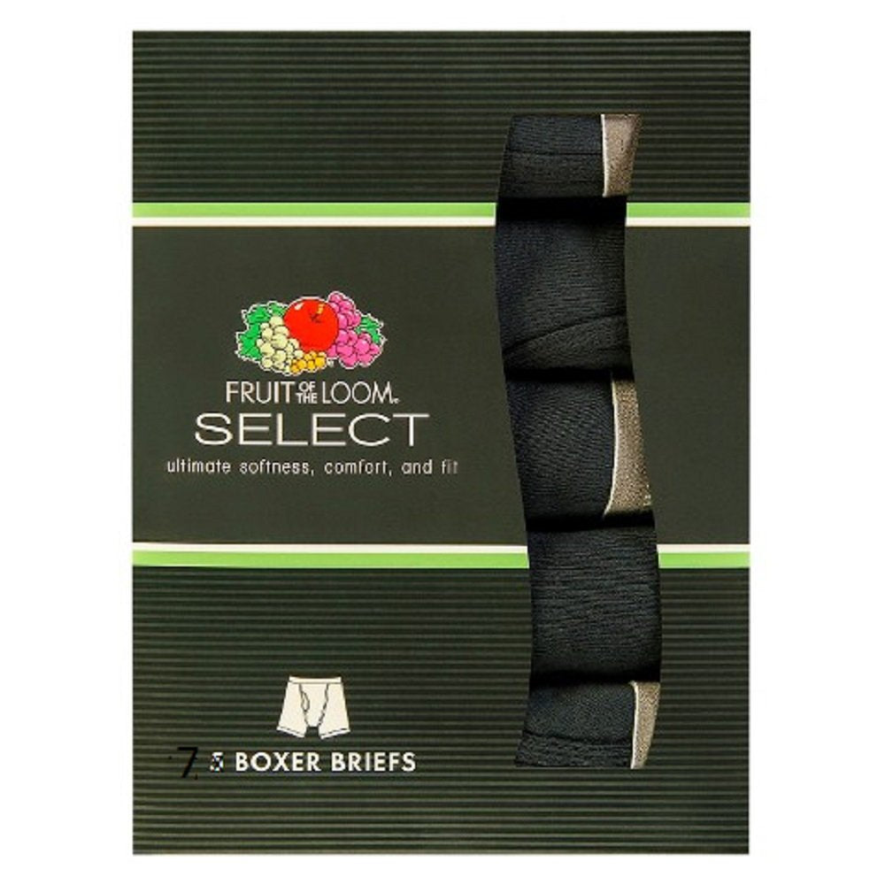 Fruit of the Loom Select® Mens 5 Pack Boxer Briefs (X-Large, Black)
