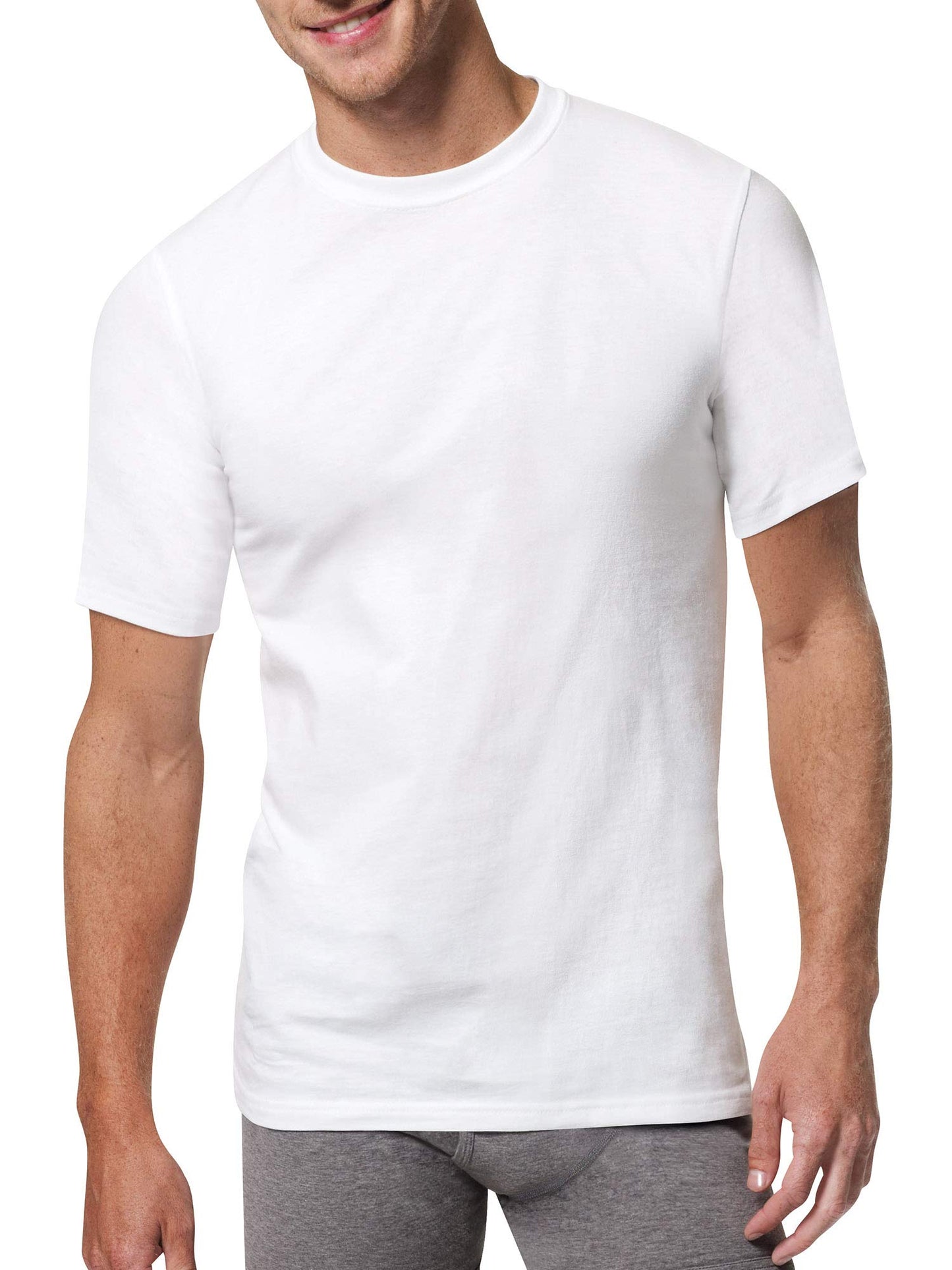 Hanes Cotton Modal Men's 3-Pack FreshIQ Crew Neck Tee, White, X-Large