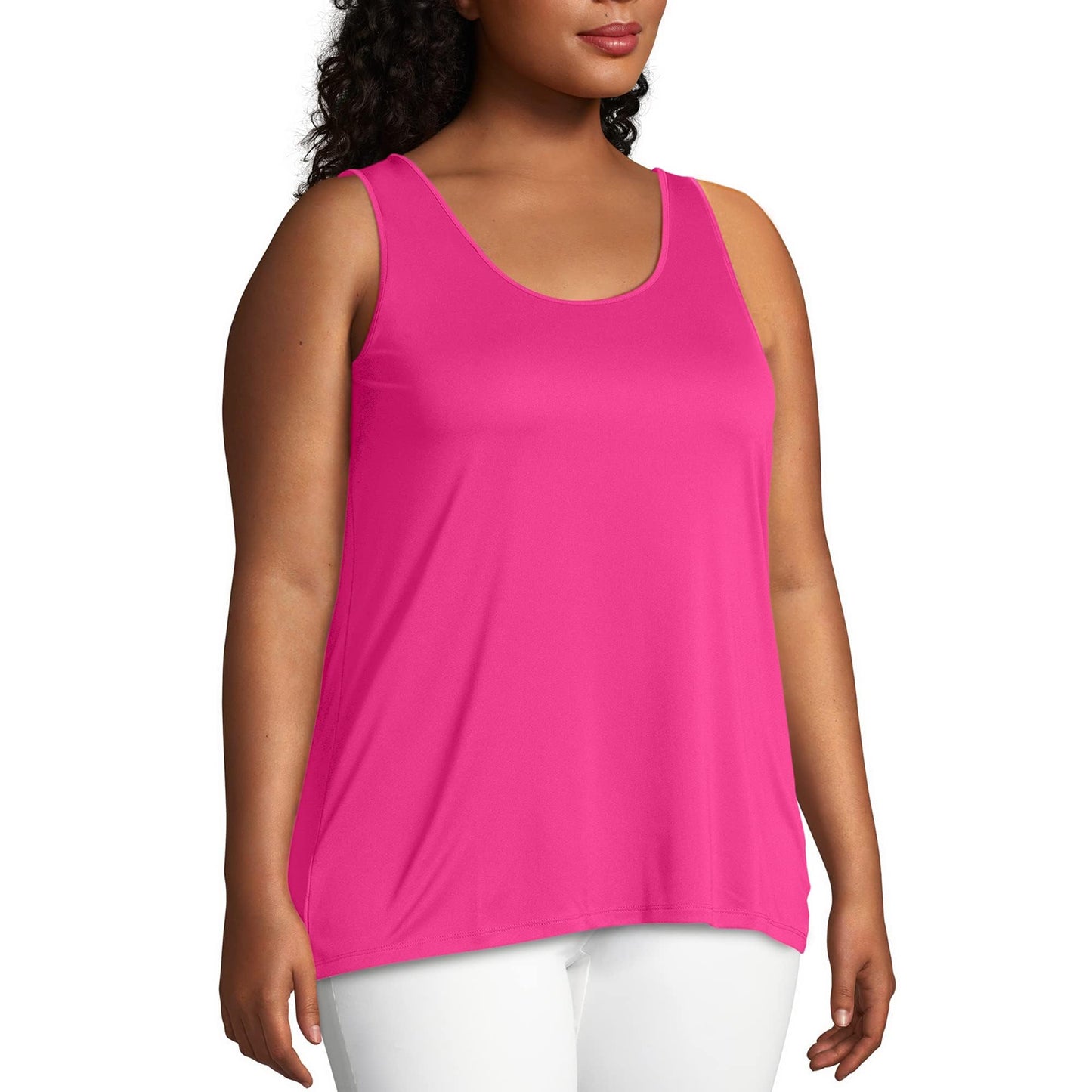 JUST MY SIZE womens Cooldri Performance Scoopneck Tank Top Shirt, Vivid Fuchsia, 20 US