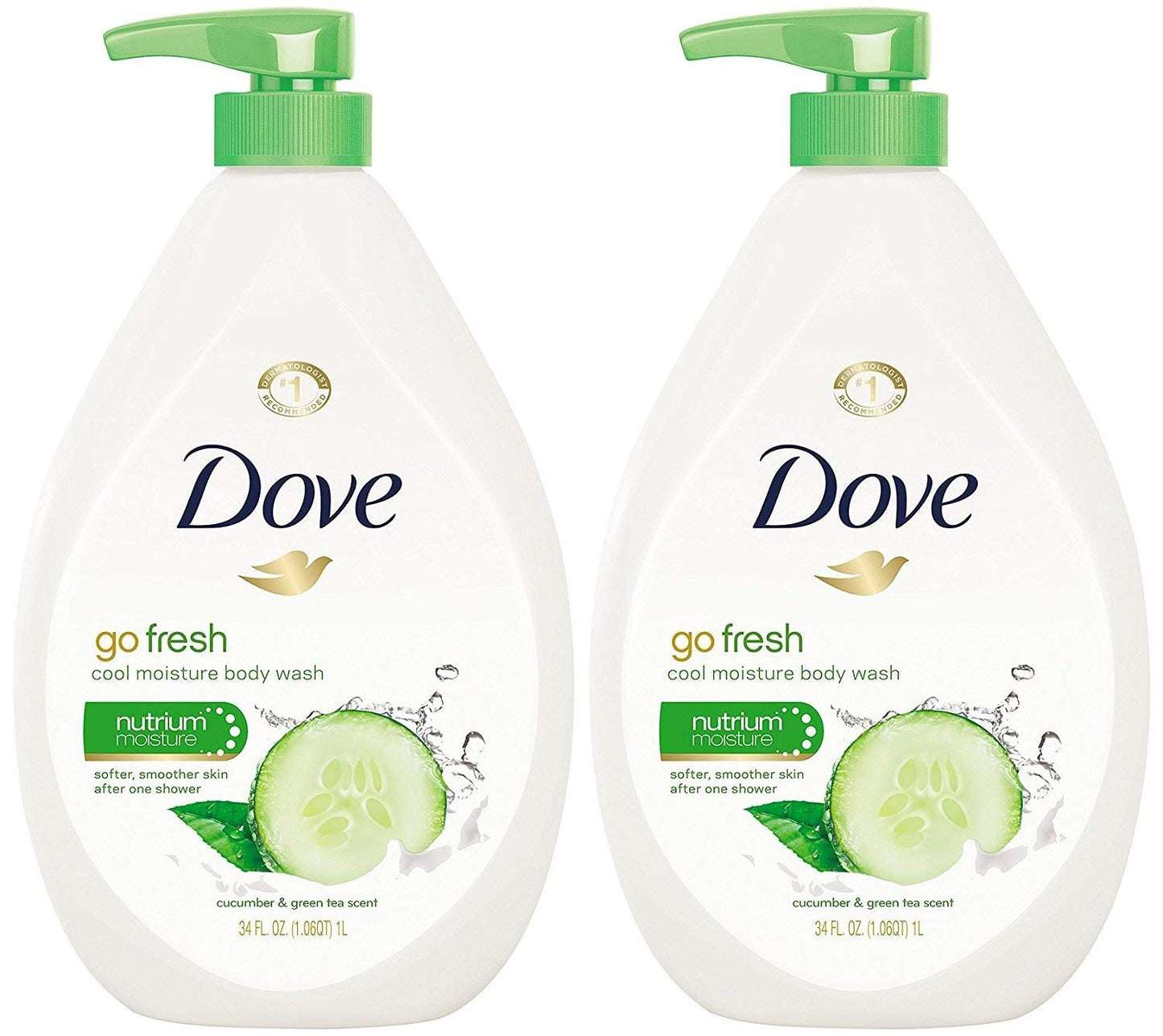 Dove Refreshing Revitalizes And Refreshes Skin Body Wash, Cucumber and Green Tea, 34 fl oz (3 pack) (Bundle)