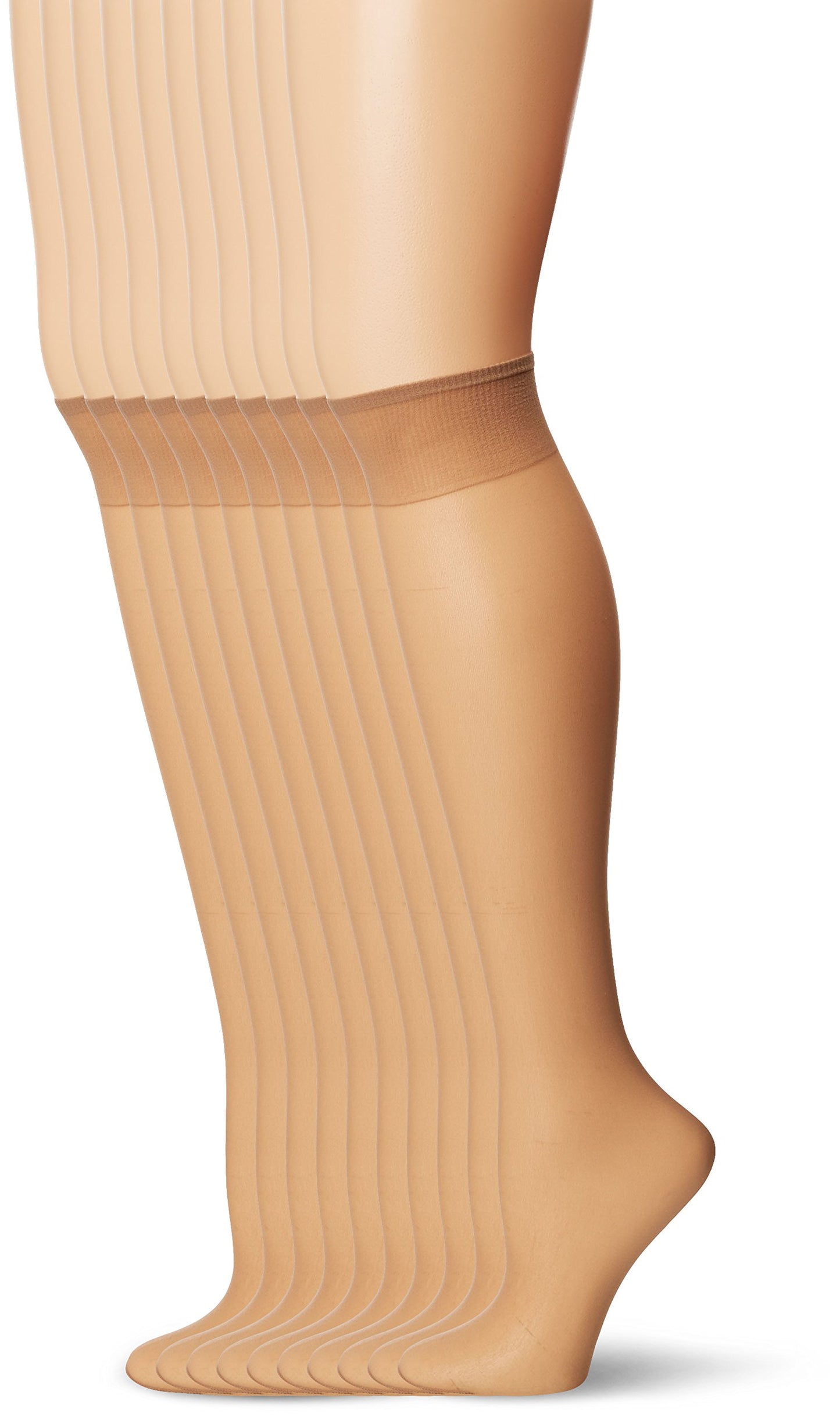 L'eggs Women's Everyday Knee-Highs, Sheer Toe, 100% Nylon, Off Black, One Size (Pack of 20)