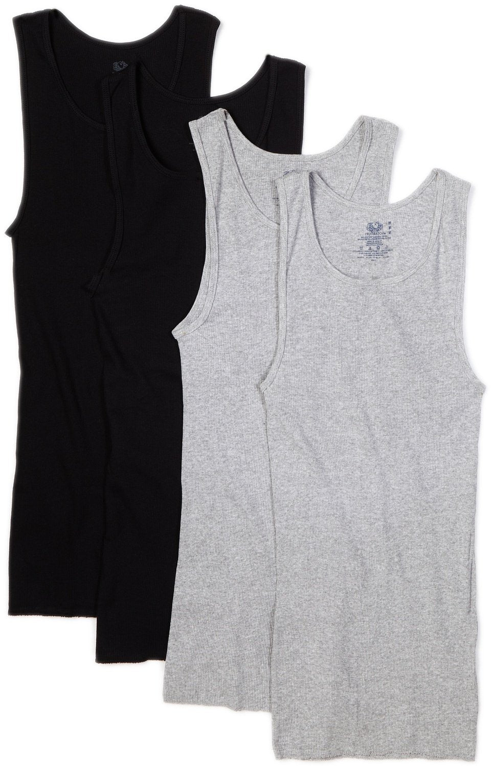Fruit of Loom Men's 4 Pack A-Shirt (Black&Grey, Small)