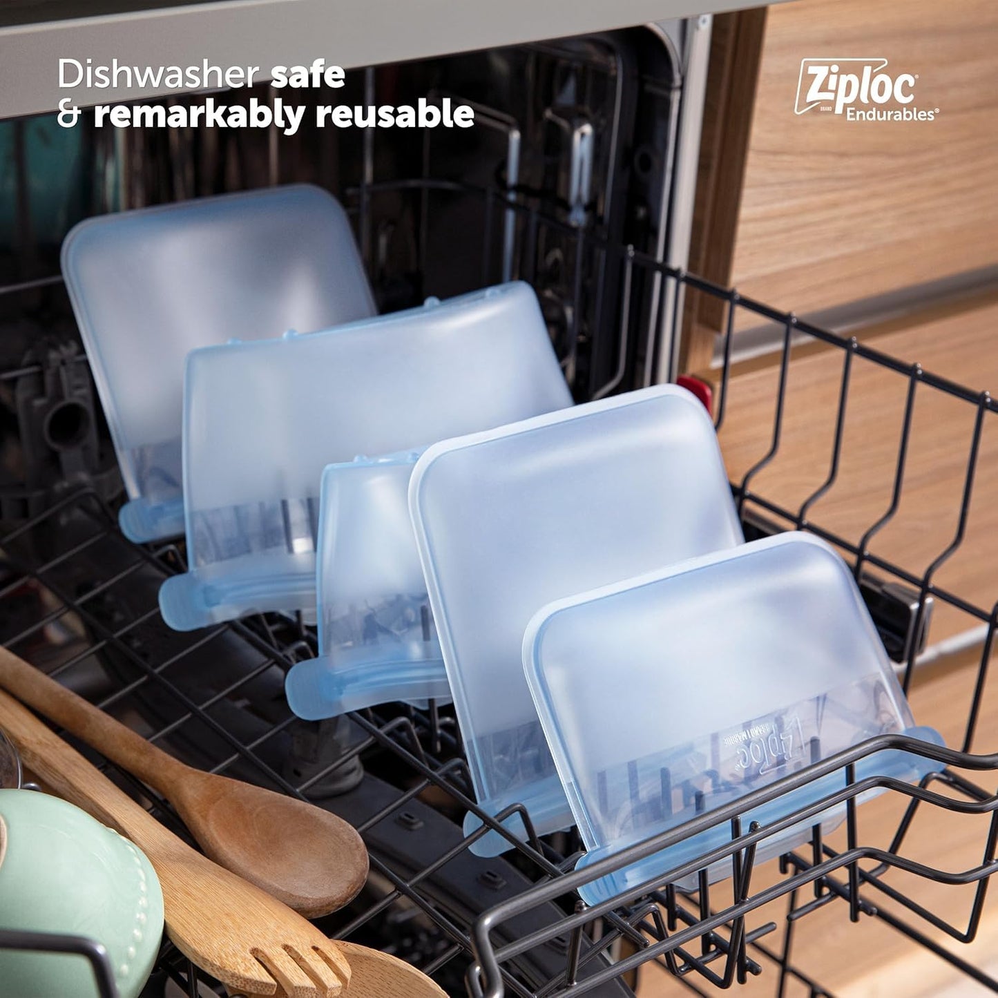 Ziploc Endurables Medium Pouch, 2 Cups, Reusable Silicone Bags and Food Storage Meal Prep Containers for Freezer, Oven, and Microwave, Dishwasher Safe