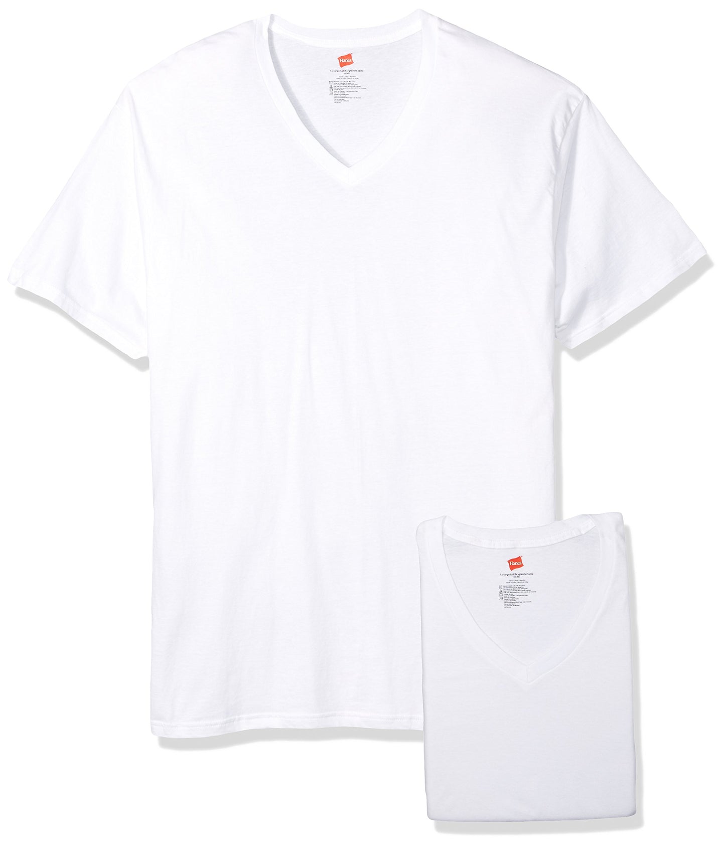 Hanes Men's Tagless V-Neck Undershirt (3 Pack) (XXXX-Large, White)