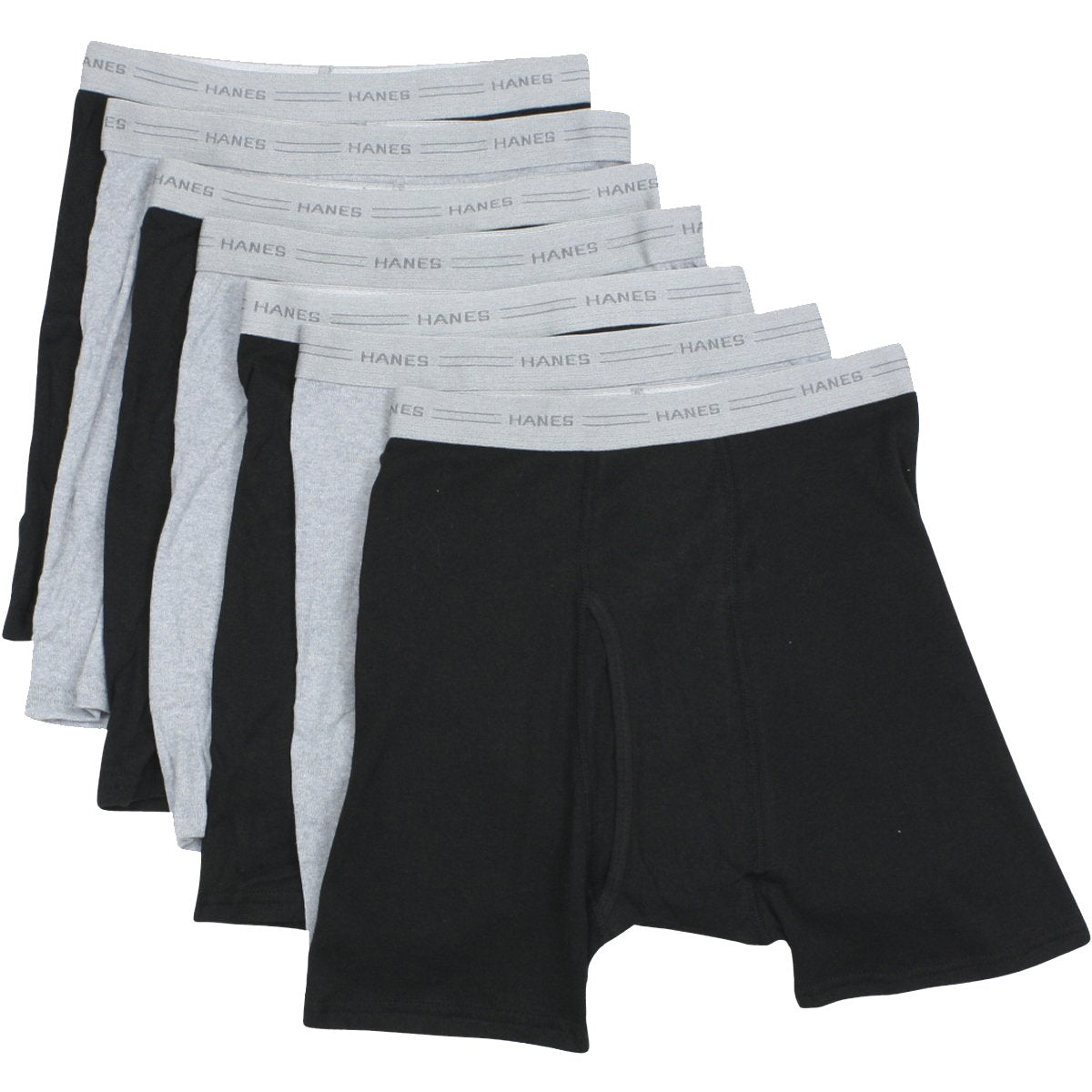 Hanes Men's Boxer Brief Black/Grey Assorted 7 Pack - Small