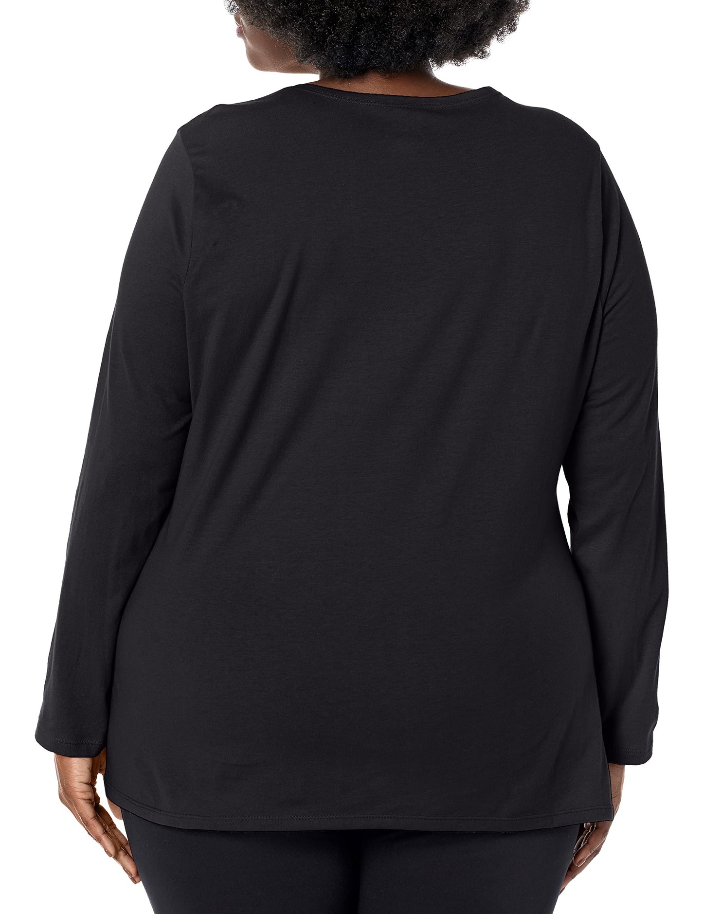 Just My Size Women's Plus Size Long Sleeve Tee, Ebony, 5X
