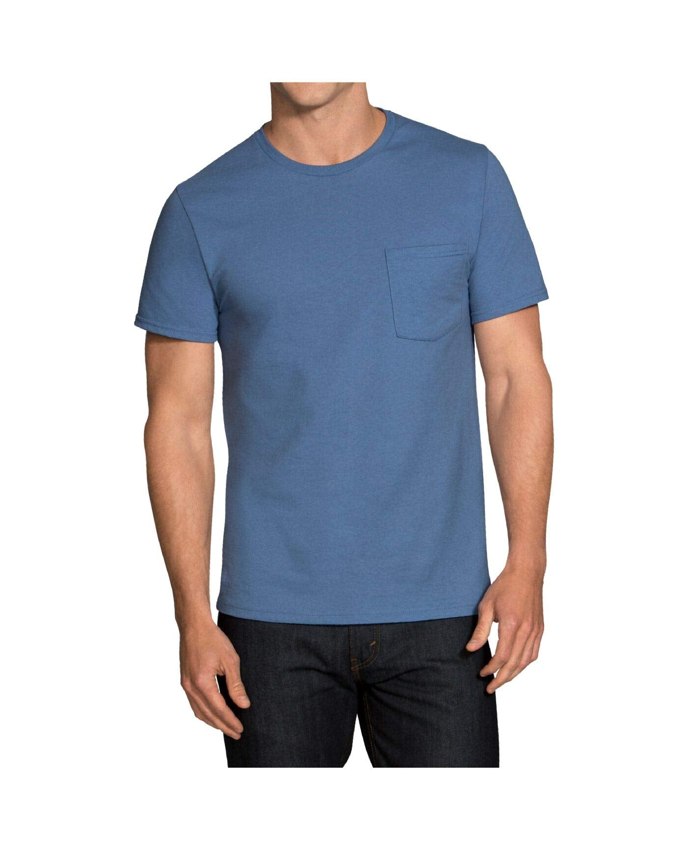 Fruit Of The Loom Men's Pocket Crew Neck T-Shirt, Blue, XX-Large (Pack Of 4)