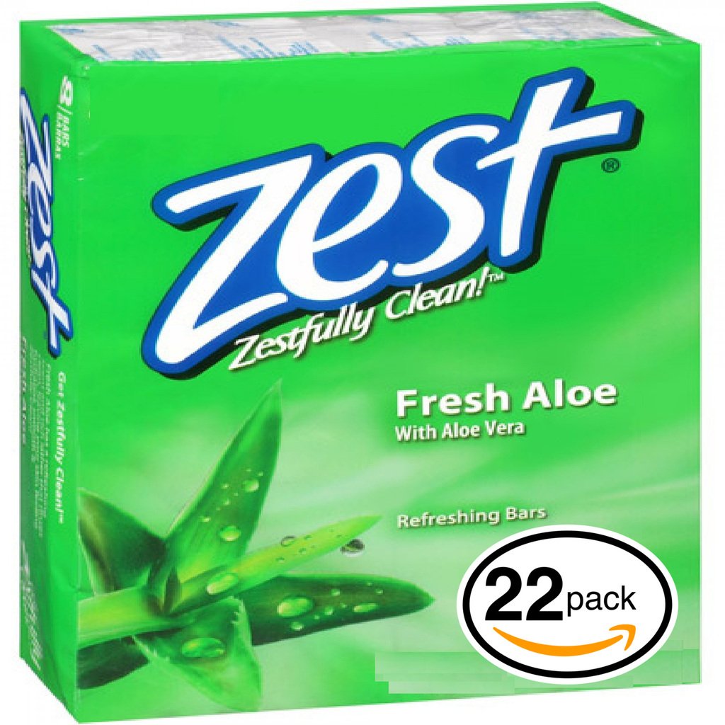 (PACK OF 22 BARS) Zest FRESH ALOE Deodorant Bar Soap w/ Vitamin E. All-in-one exfoliating & moisturizing soap. Leaves Skin Smooth & Radian! Great for Hands, Face & Body! (22 Bars, 3.20oz Each Bar)