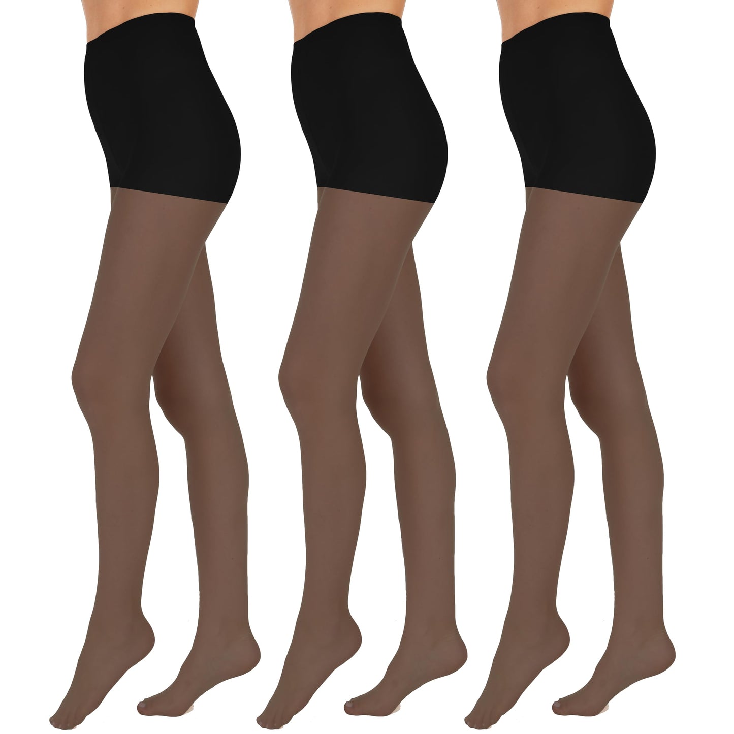L'eggs Everyday Control Top Sheer Toe Pantyhose for All Day Comfort, 100% Nylon, Off Black, Size Q (Pack of 6)